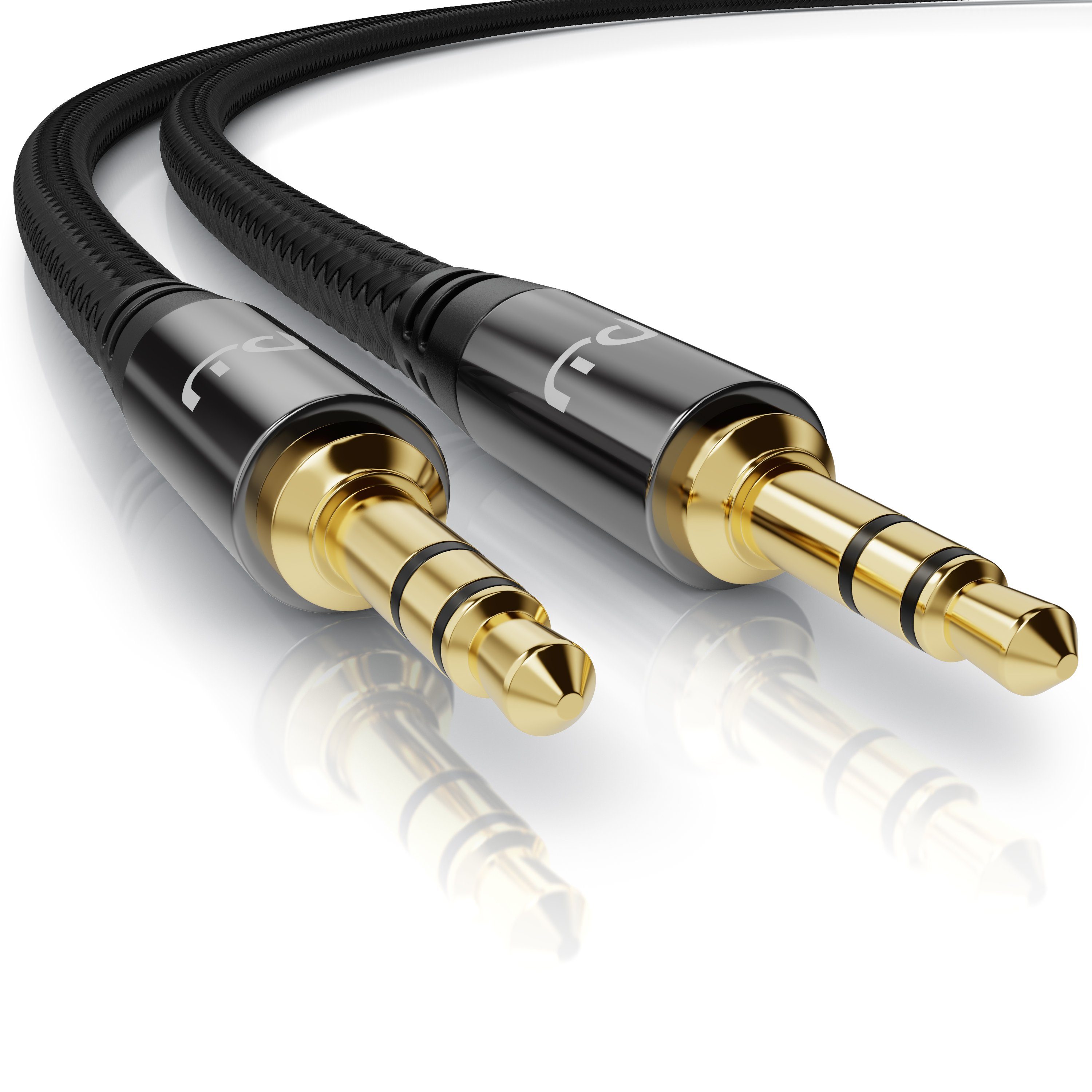 Primewire Klinkenkabel 3,5 mm AUX - Audiokabel mit Nylonmantel - 1m Audio-Kabel, 3,5-mm-Klinke, AUX (100 cm), Stereo, für Smartphone, Auto, HiFi, klarer Sound ohne Störgeräusche