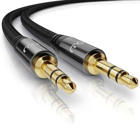 Primewire Audio-Kabel, 3,5-mm-Klinke, AUX (100 cm), Klinkenkabel 3,5 mm AUX - Audiokabel mit Nylonmantel - 1m