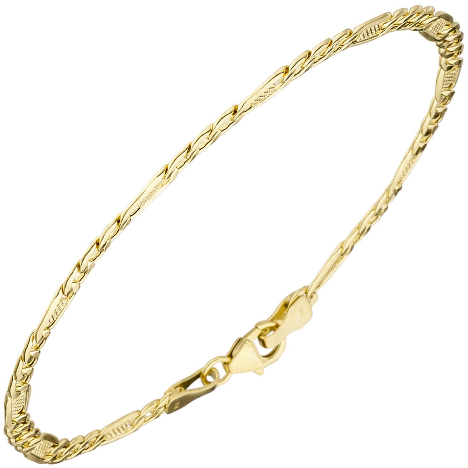 Schmuck Krone Goldarmband 3,8mm Panzer-Steg Armband aus 333 Gelbgold, 19cm, Gold 333