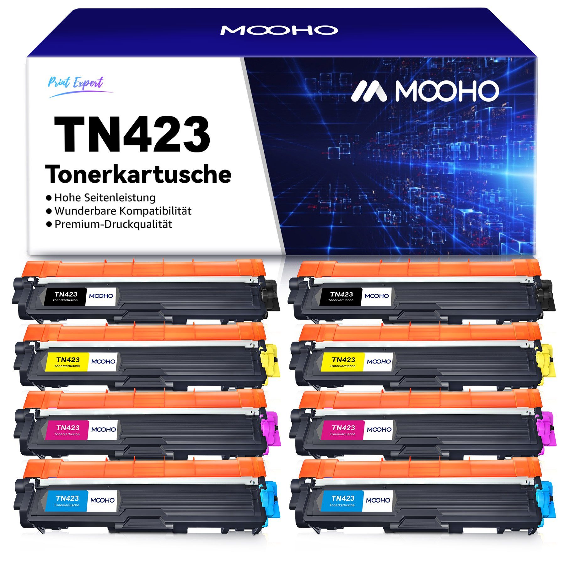 MOOHO Tonerkartusche TN-423 TN-421 für Brother HL-L8260CDW DCP-L8410CDN