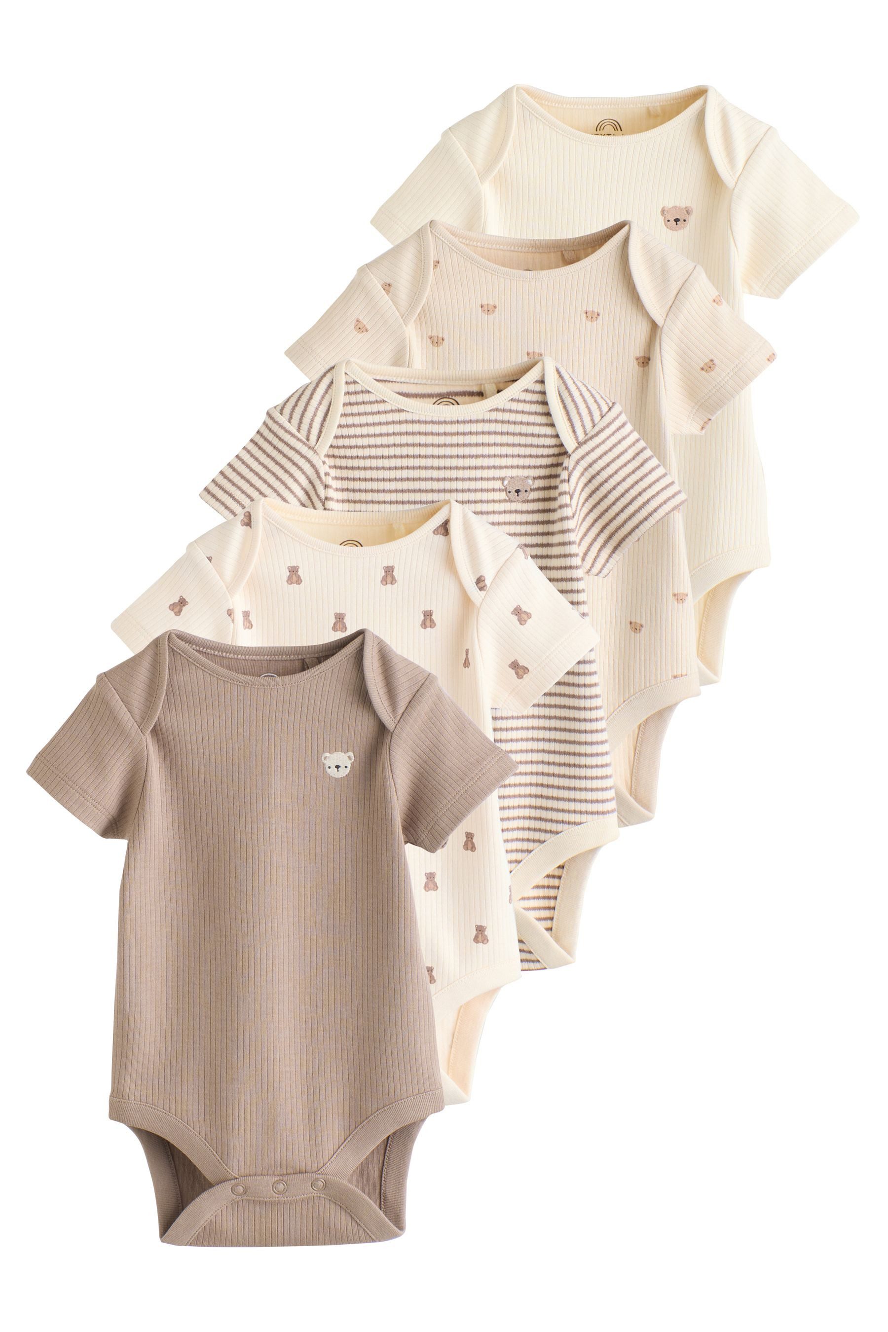 Next Kurzarmbody Kurzärmelige Baby Bodysuits im 5er-Pack (5-tlg)