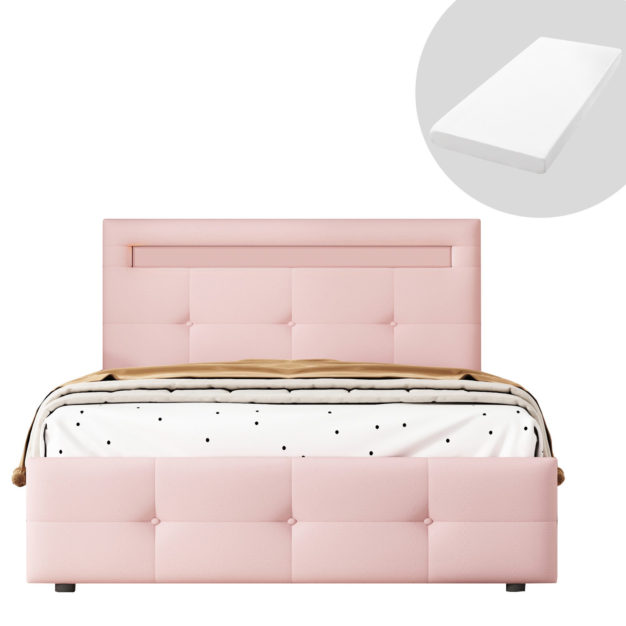 HAUSS SPOLE Polsterbett 90x200cm mit LED-Leuchten, günstig online kaufen