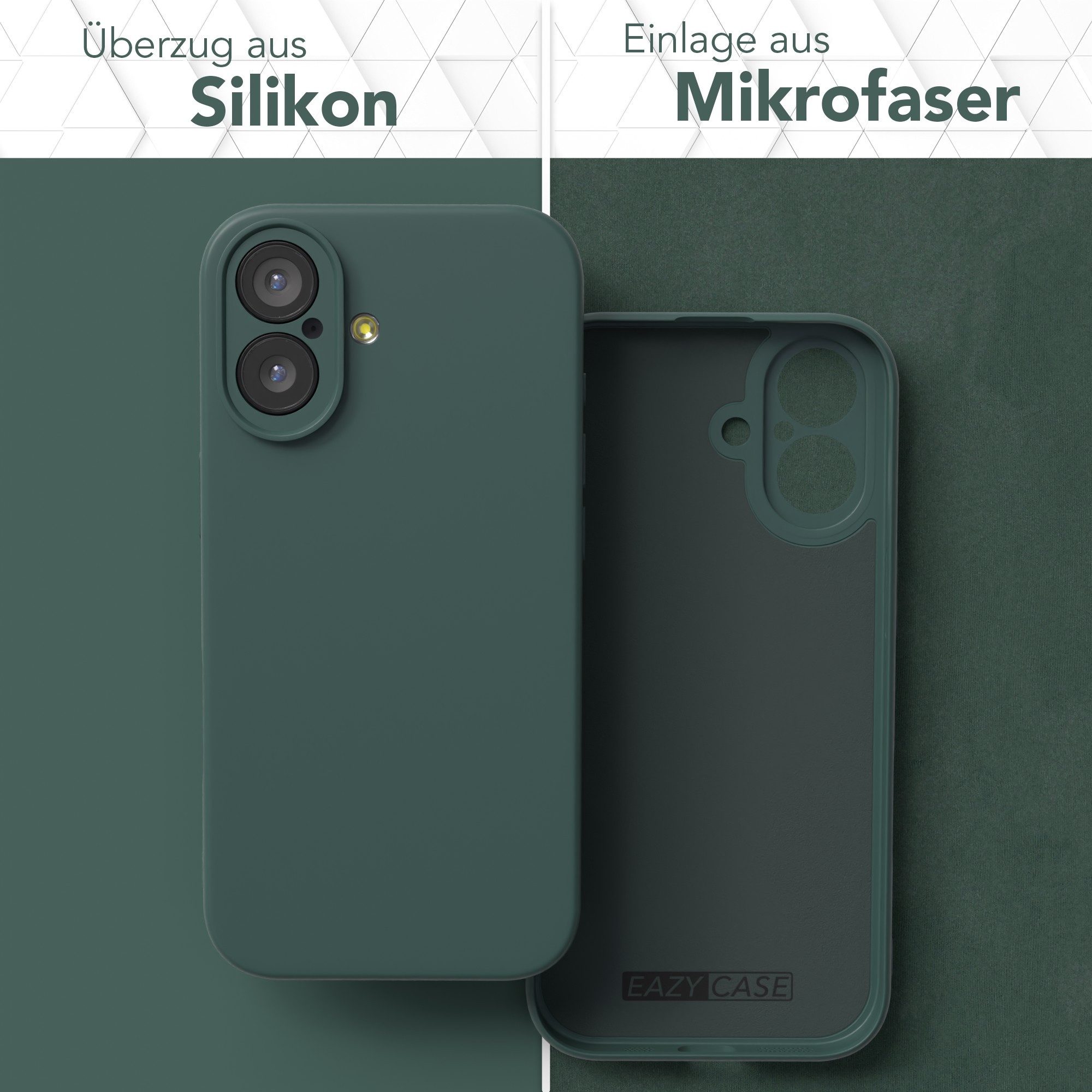 EAZY CASE Handyhülle für Apple iPhone 17 Hülle Silikon 6,3 Zoll, Silikon Schutzhülle mit Kameraschutz kratzfestes Bumper Nachtgrün