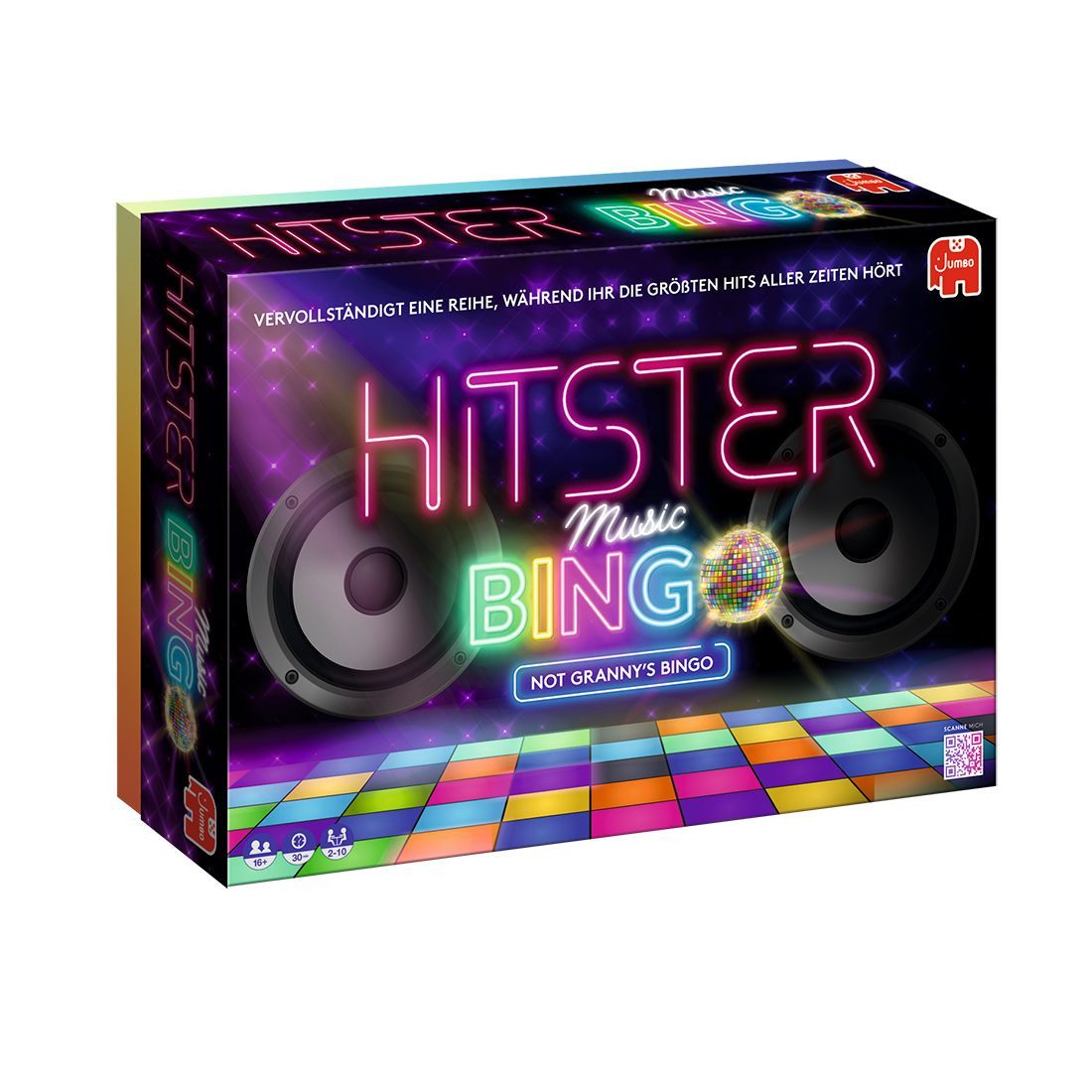 Jumbo Spiele Spielesammlung Hitster Musik Bingo, Not Granny's Bingo!, Gesellschaftsspiel, beste Musik inkl. BINGO-Spielspaß