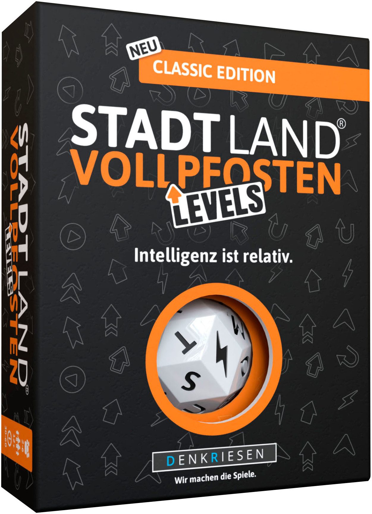 Denkriesen Spiel Stadt Land Vollpfosten® Levels - Classic Edition, Familienspiel, "Intelligenz ist relativ.", Made in Germany