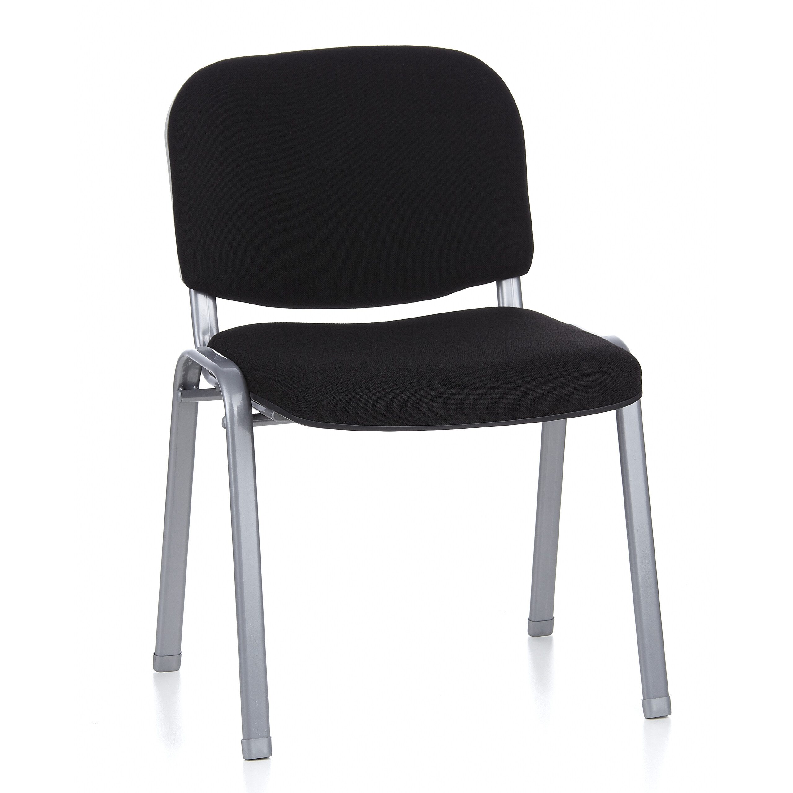 hjh OFFICE 4-Fußstuhl Vierfußstuhl XT 600 S Stoff, Besucherstuhl gepolstert, bis 4 Стулья stapelbar, Gestell silberfarben