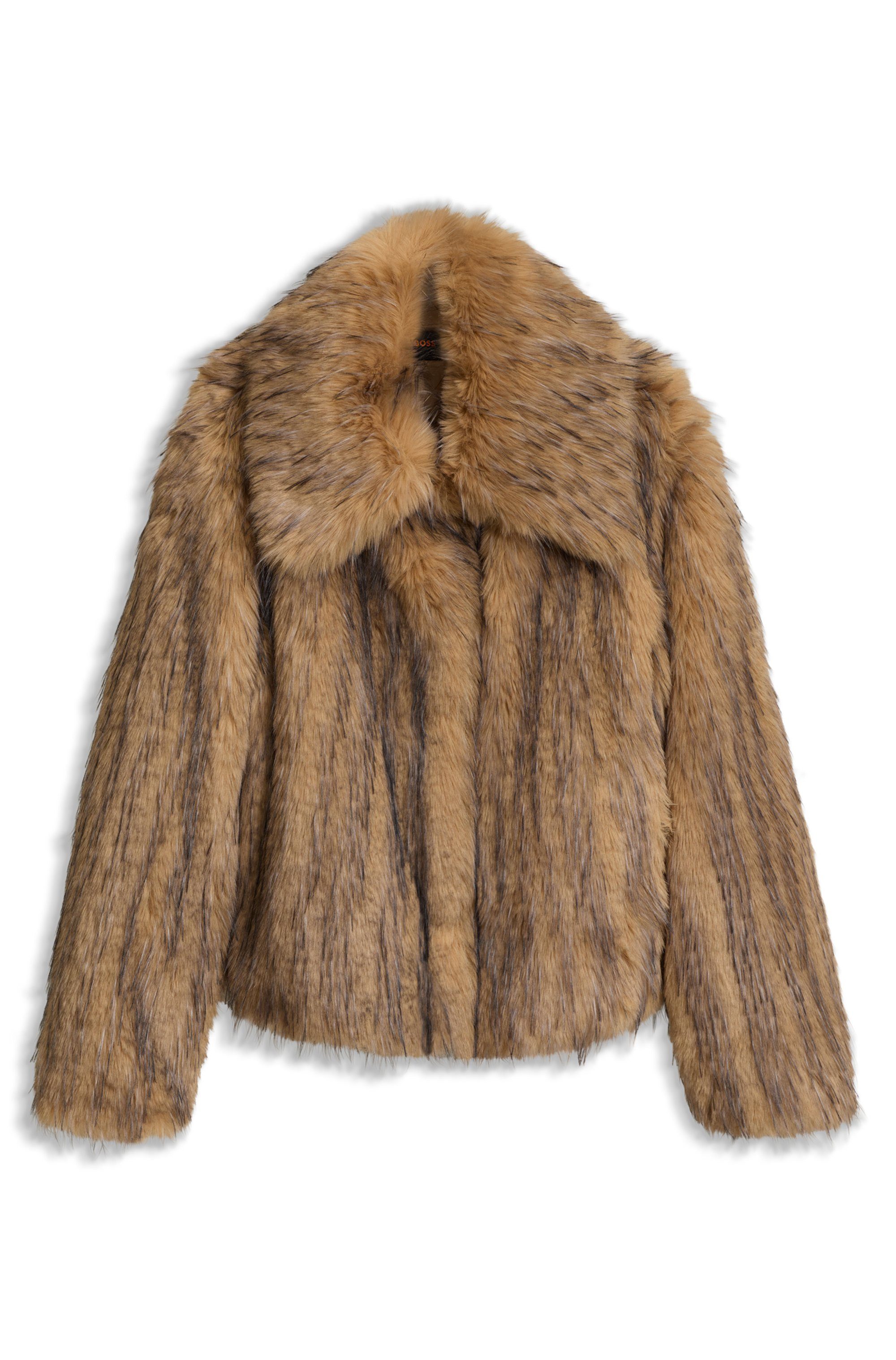BOSS ORANGE Kurzmantel Cefura Premium Damenmode aus Kunstfell, Relaxed Fit
