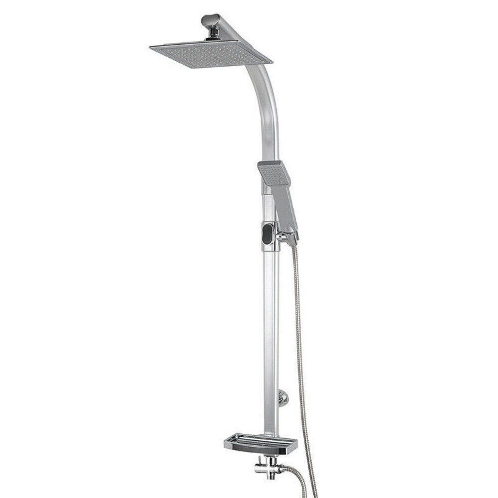 wohnTRAUM24 Duschsystem Regendusche Duschset Duscharmatur Massage Duschpaneel mit Handbrause, Höhe 97 cm, höhenverstellb., Edelstahl-Stange