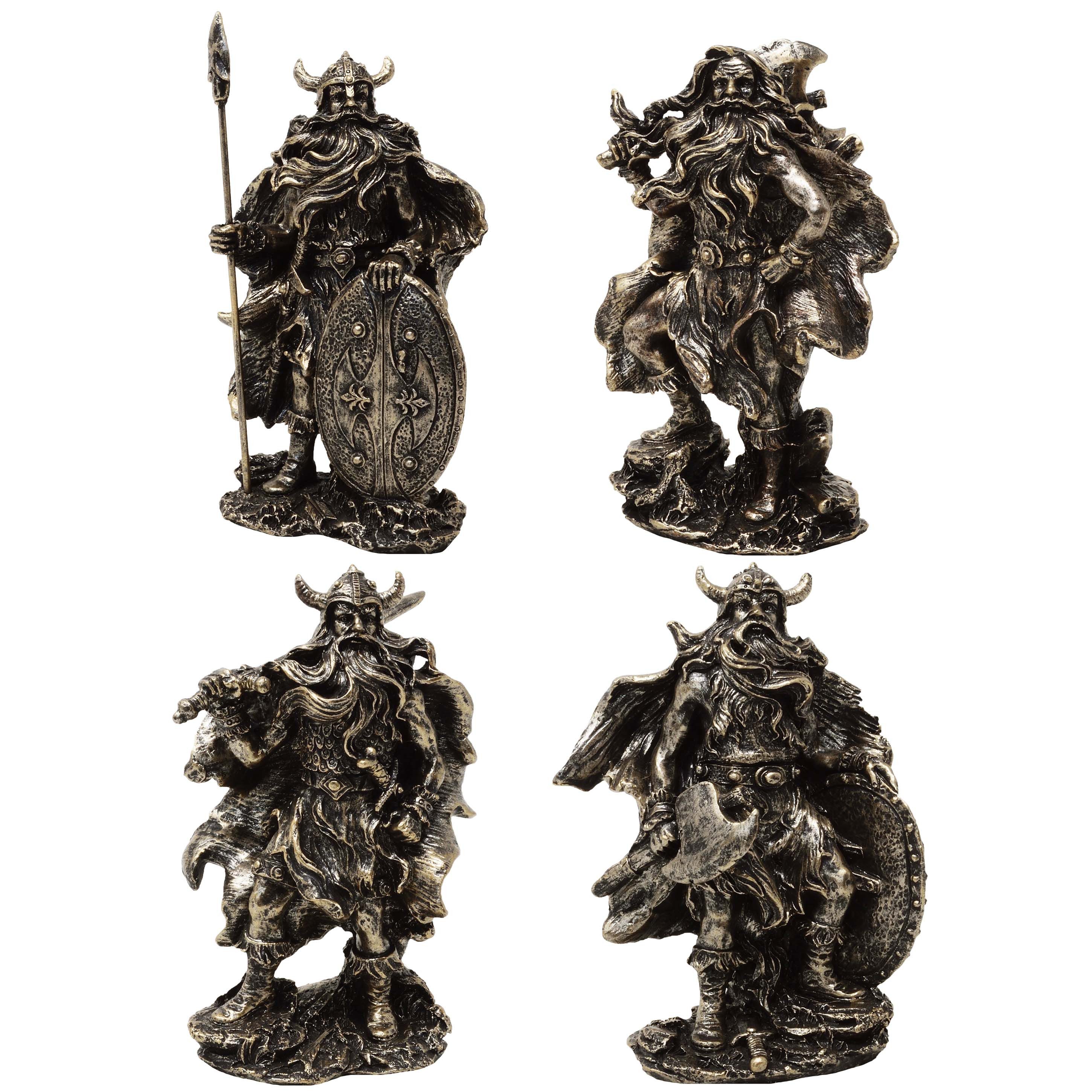 MystiCalls Dekofigur 4er Set Wikingerfiguren Wikinger Figur Viking mit Schwert Schild Axt (4 St., 4tlg), 4er Set