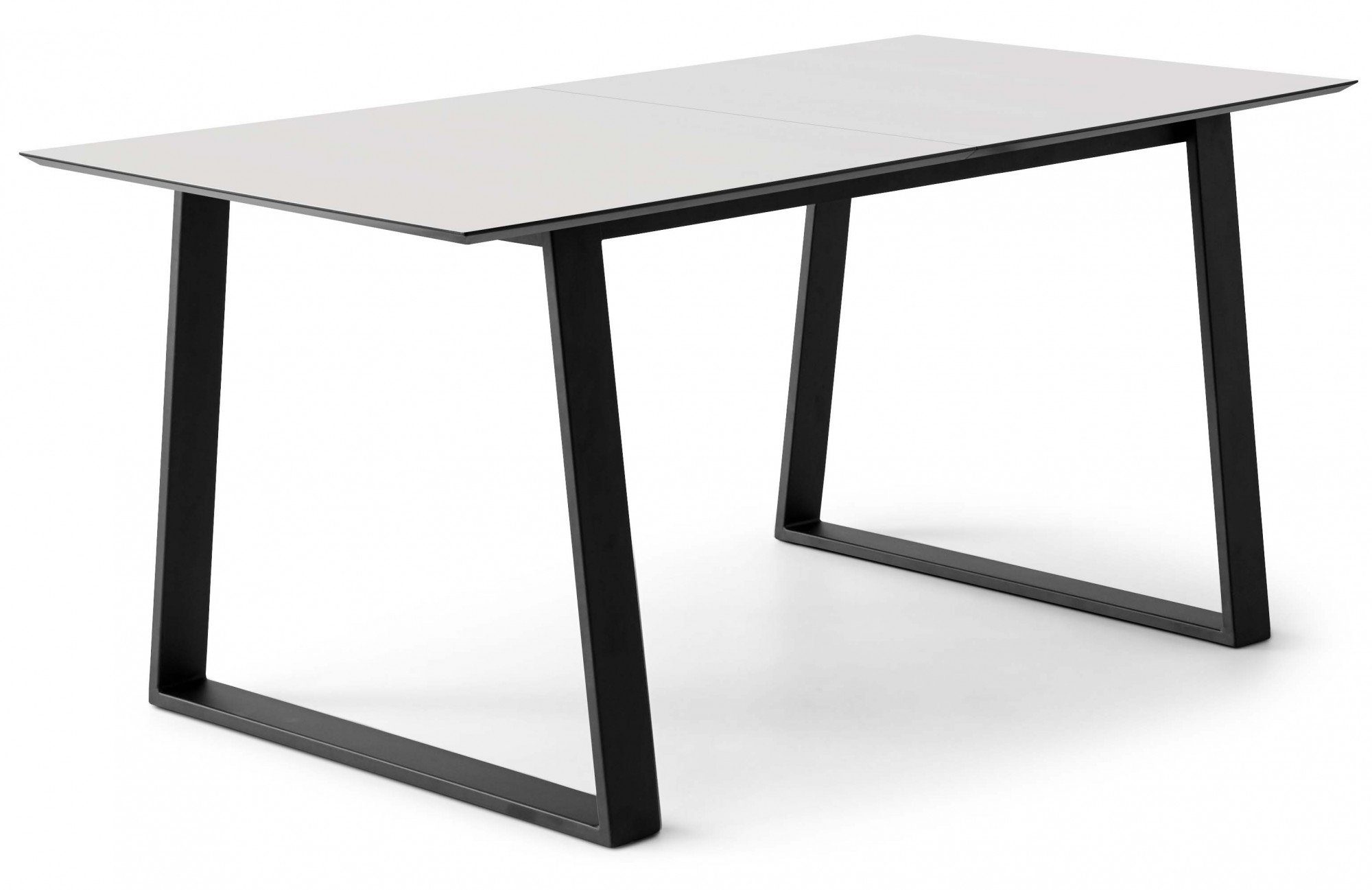 Hammel Furniture Esstisch Meza by Hammel, rechteckige Tischplatte MDF, Trapez Metallgestell, 2 Einlegeplatten Weiß