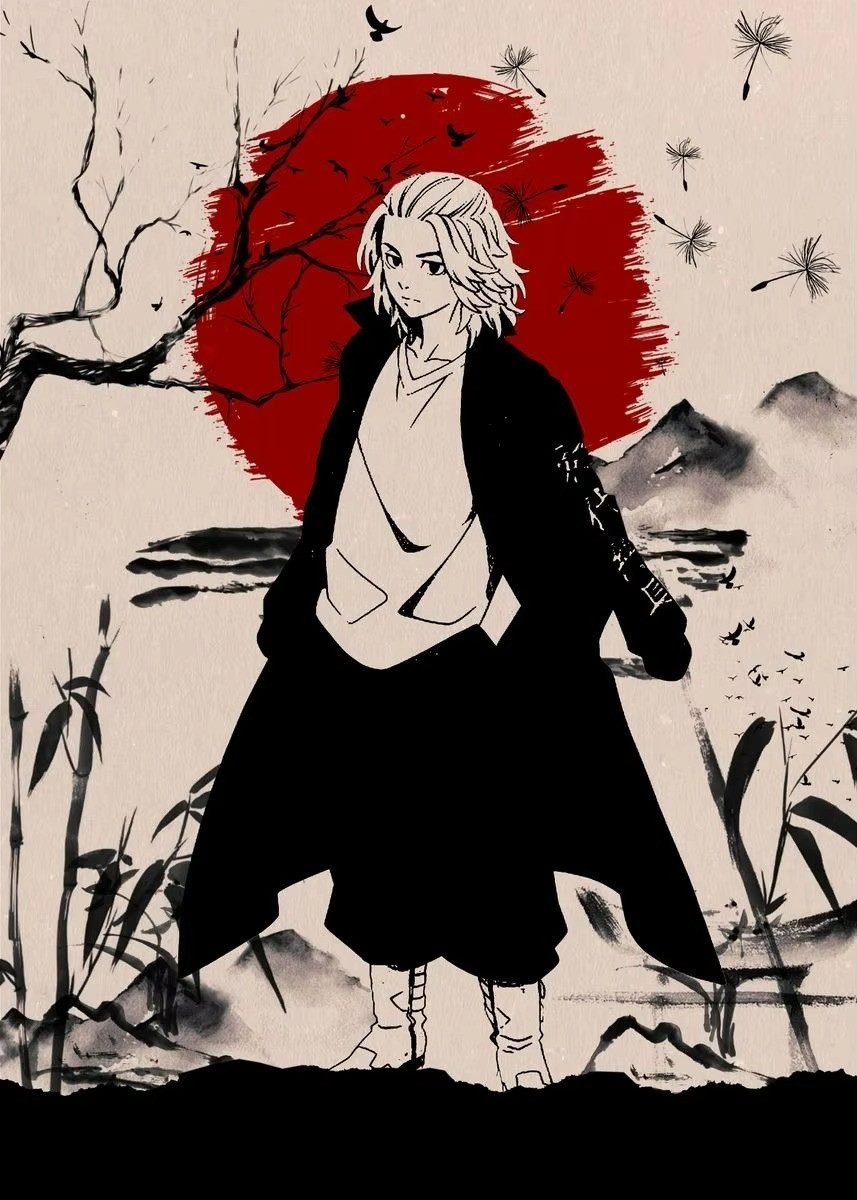 TPFLiving Kunstdruck (OHNE RAHMEN) Poster - Leinwand - Wandbild, Japanische Anime-Figur Tokyo Revengers Mikey Hanma Leinwand (Leinwandbild XXL), Farben: Lila, Schwarz, Grau, Gelb, Rot, Orange -Größe: 20x30cm