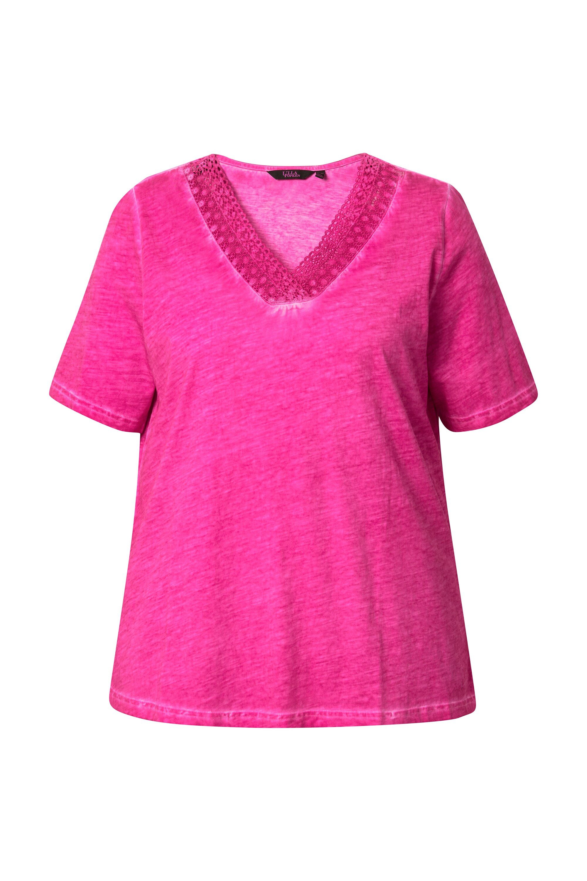 Ulla Popken T-Shirt T-Shirt Spitze Classic V-Ausschnitt Halbarm günstig online kaufen