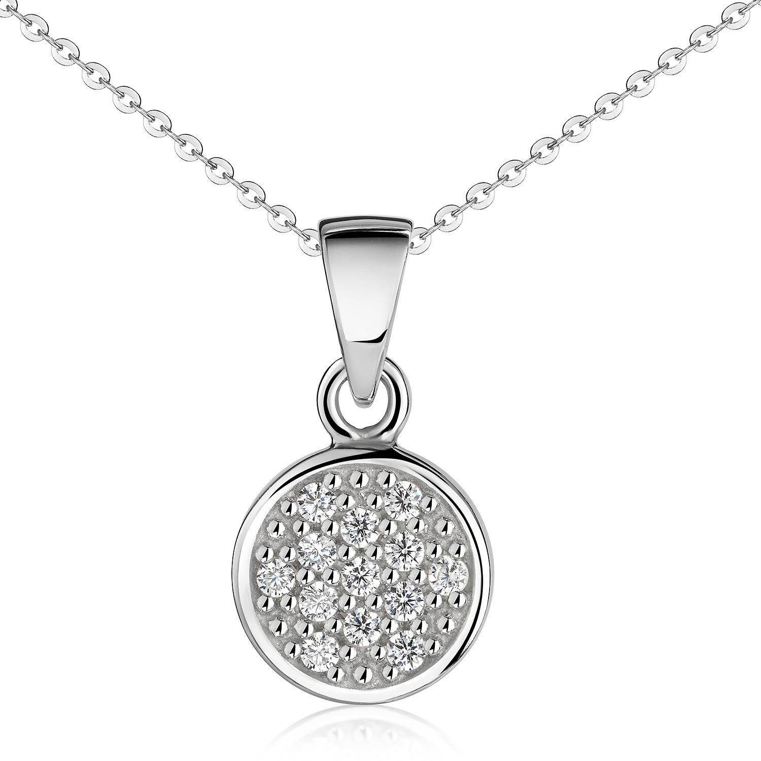 Kettenanhänger Damen Silber Zirkonia weiß klein Ø8mm KA-514