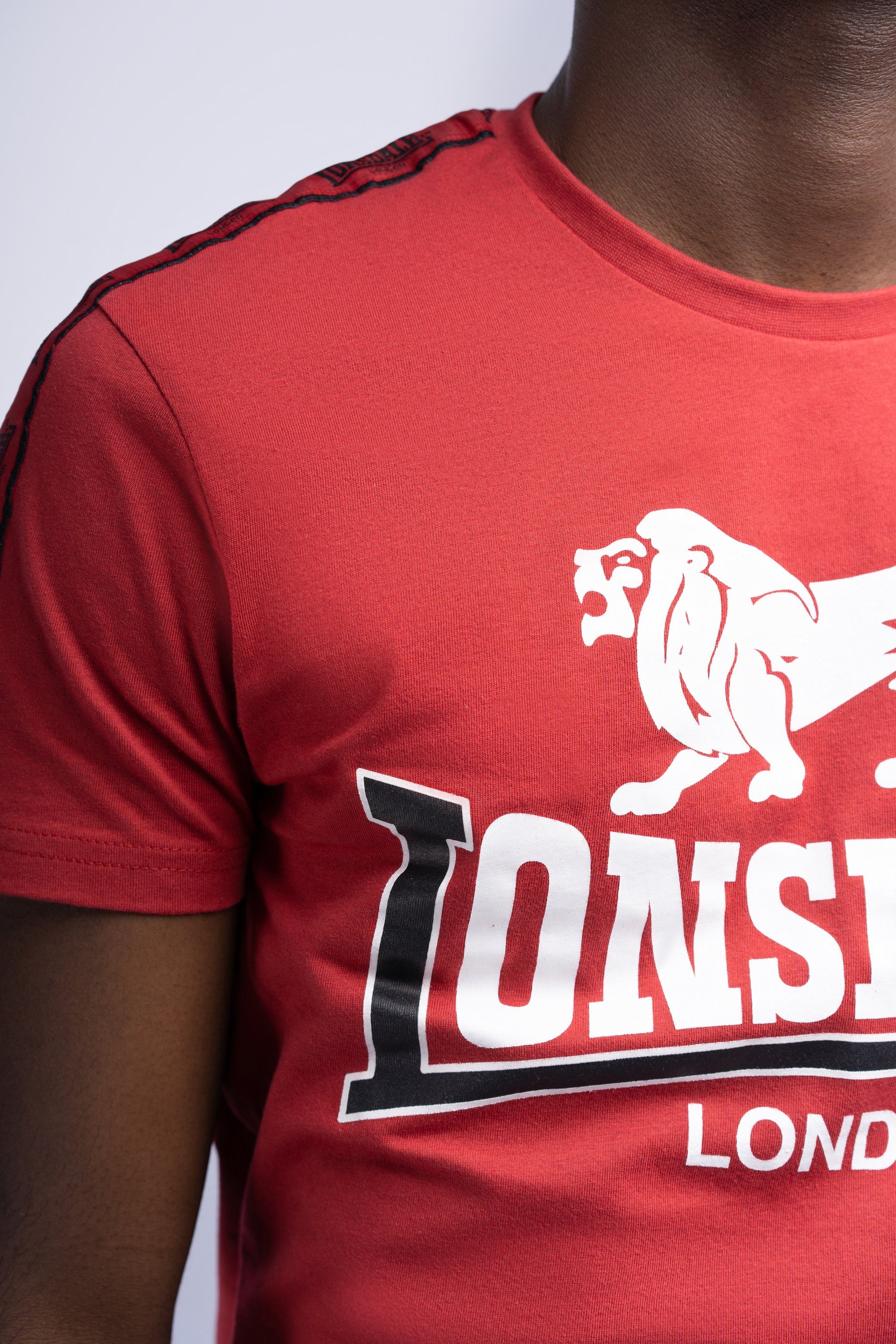 Lonsdale T-Shirt Dark Red/White/Black PARSON