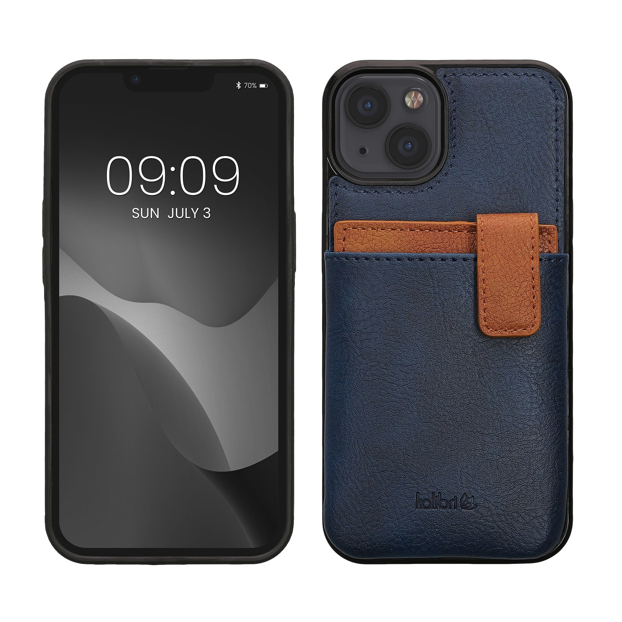 kalibri Handyhülle Hülle für Apple iPhone 13 / iPhone 14, Handyhülle Handy Cover - Kunstleder Case mit Kartenfach abnehmbar