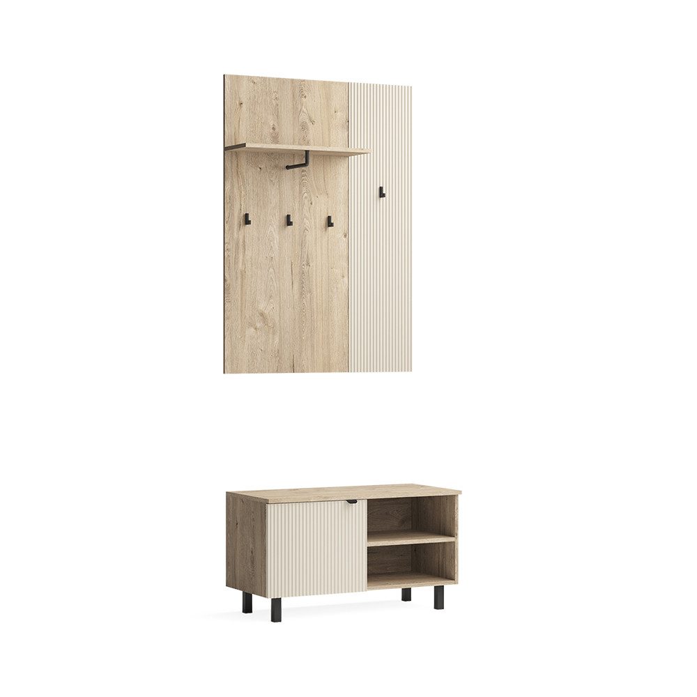 Vicco Garderoben-Set Puerto, Eiche/Cashmere, 2-er Set, (2-St)