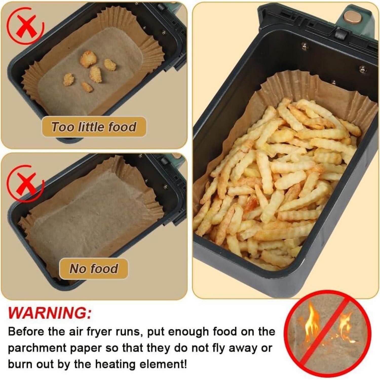 LuxusKollektion Backpapier Backpapier Airfryer Dual Basket 100pcs Backpapier für Tefal EY9018 – Bild 4 von 5