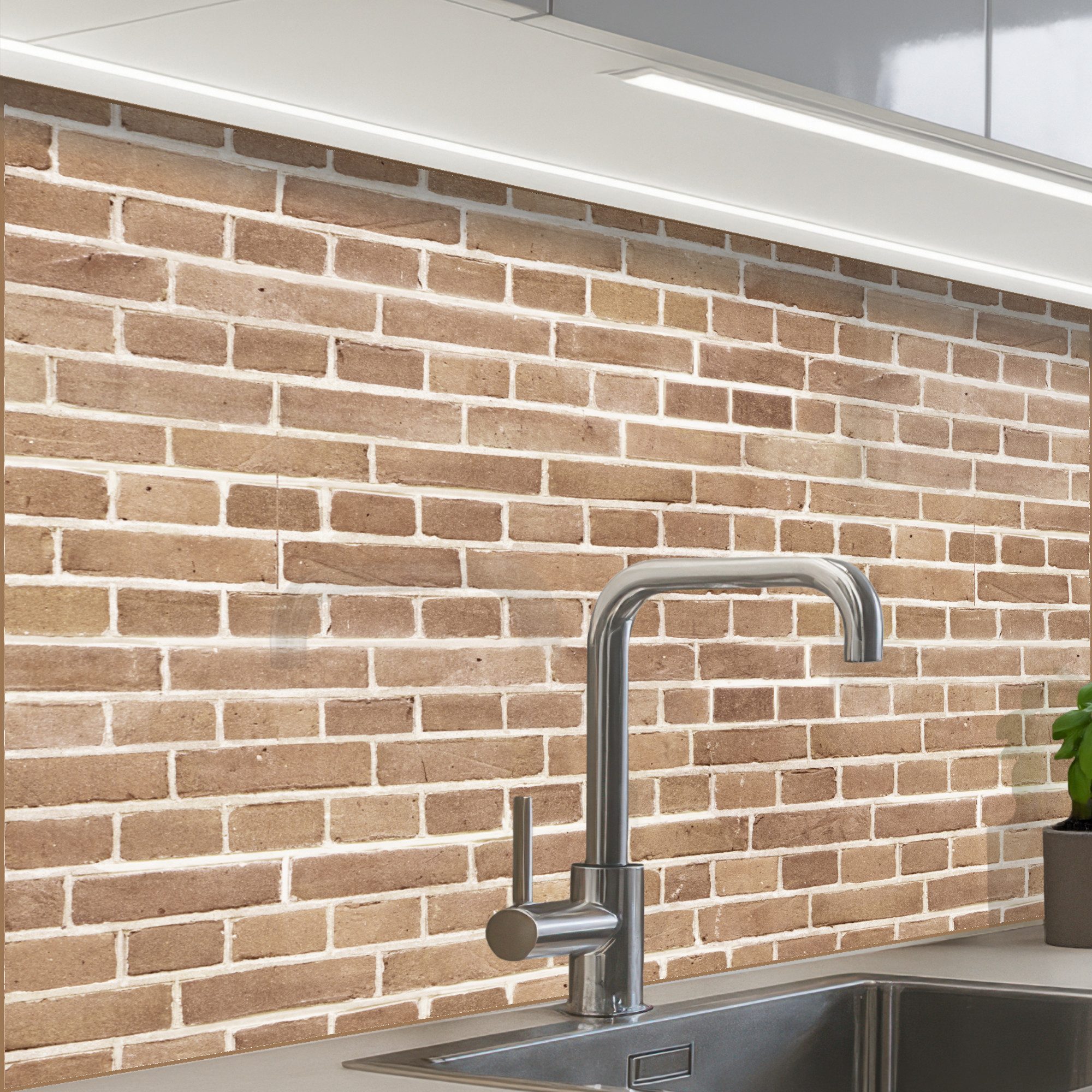 KitchenYeah Küchenrückwand Muster selbstklebend (keine Folie) Steine - Braun - Hell - Muster, (1-tlg), Spritzschutz, Küche, Rückwand, Küchenwand, Küchenfront, 30x20 cm
