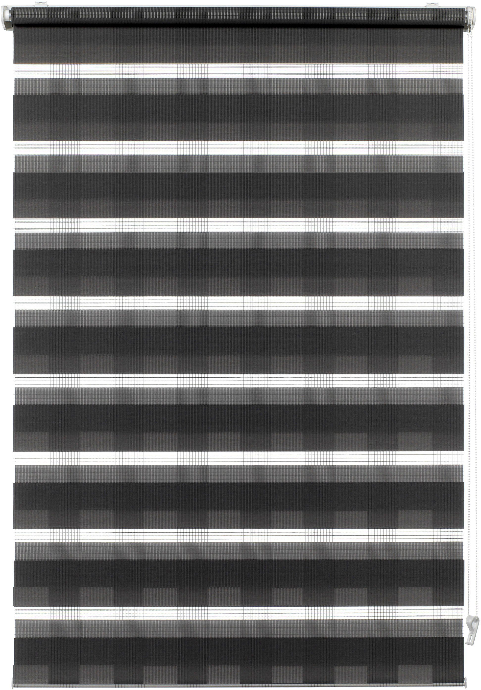 Doppelrollo EASYFIX Duo Rollo Karo, GARDINIA, Lichtschutz, mit Bohren/ohne Bohren, freihängend, Klemm- oder Schraubmontage, segmentweise gewebter Stoff