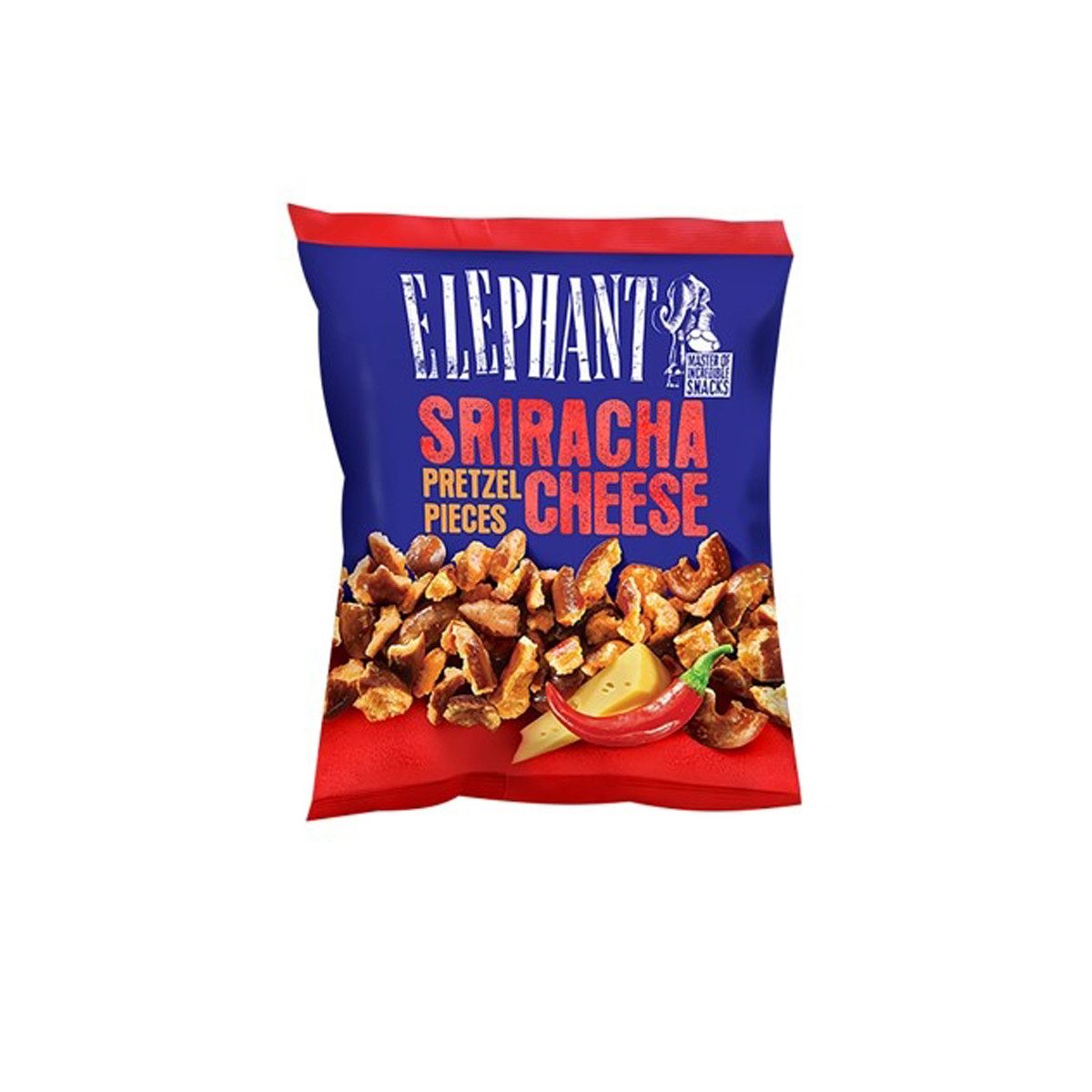 ELEPHANT Knabberei, Alka Elephant Sriracha Cheese Laugengebäck Stückchen scharf 125g