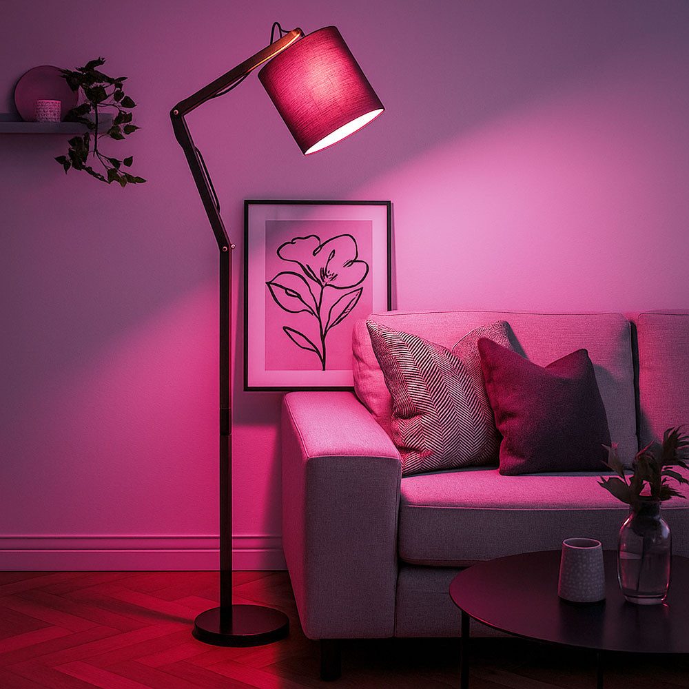 GLOBO LIGHTING LED Stehlampe, Leuchtmittel inklusive, Kaltweiß, Warmweiß, Neutralweiß, Tageslichtweiß, Farbwechsel, Holz Stehleuchte Textil Gelenkleuchte stehend Standleuchte Holz