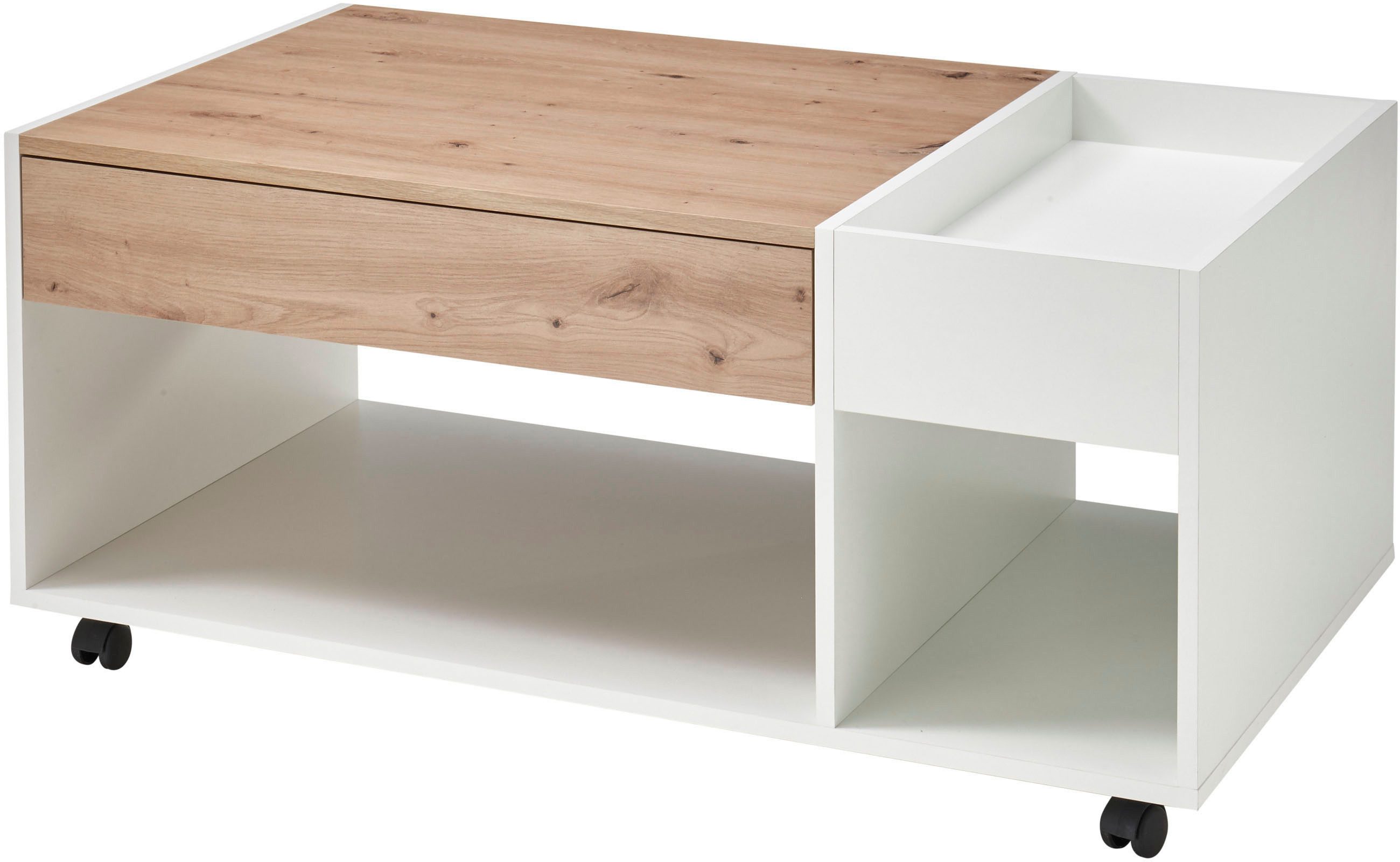 Stolkom Sp.z.o.o. Couchtisch Emil, rollbar, Tisch mit Schubkasten mit push günstig online kaufen