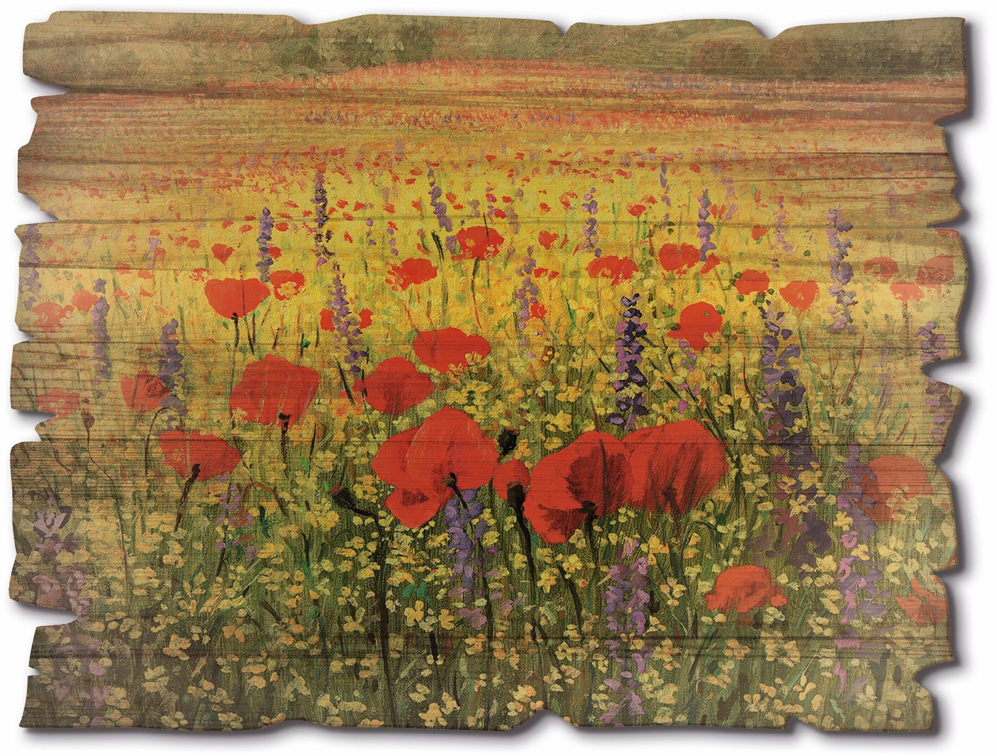 Artland Holzbild Mohnblumenfeld, Felder (1 St)
