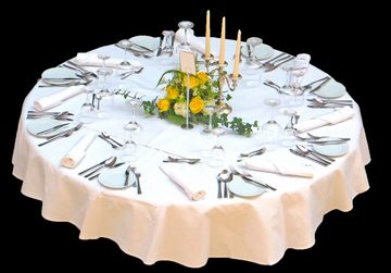 Libusch® Tischdecke Klara, weiß, RUND, Hochzeit, Vollzwirn Baumwolle, Größe wählbar (1-tlg), glattes Gewebe, umlaufend gesäumt, unifarben