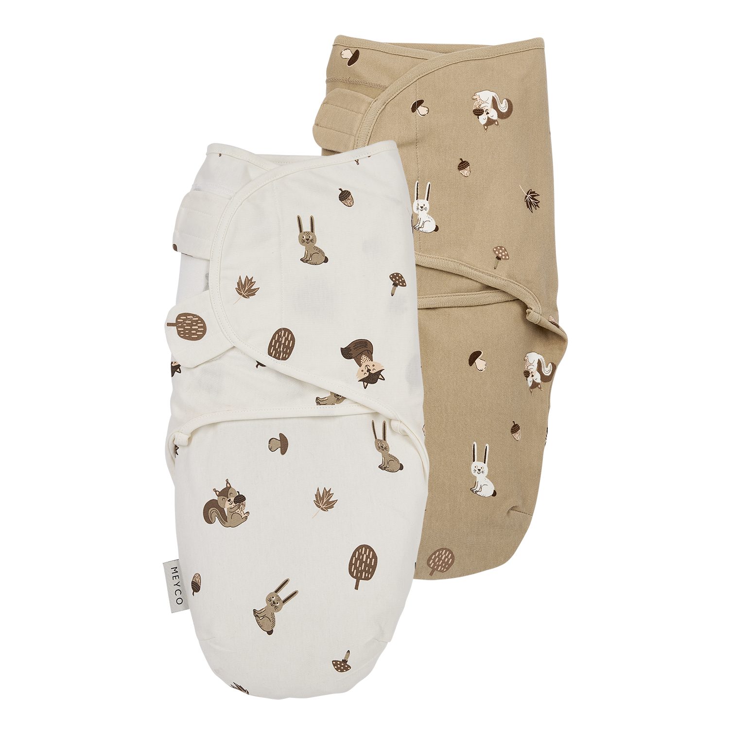Meyco Baby Pucksack Forest Animals Sand (2 tlg), 0-3 maanden - 2-Pack