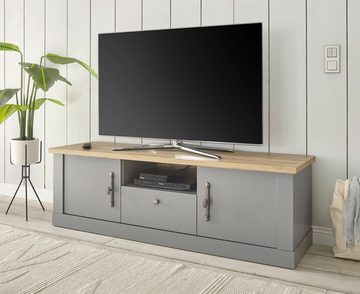 Furn.Design Lowboard Rideau (TV Unterschrank in grau mit Artisan Eiche, 155 x 48 cm), mit viel Stauraum, Landhausstil