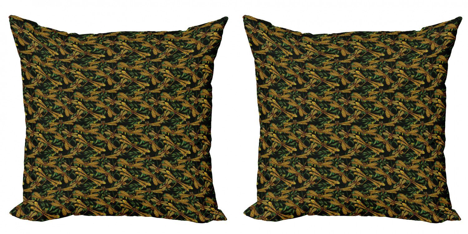 Kissenbezüge Modern Accent Doppelseitiger Digitaldruck, Abakuhaus (2 Stück), Libelle Grüne Blätter