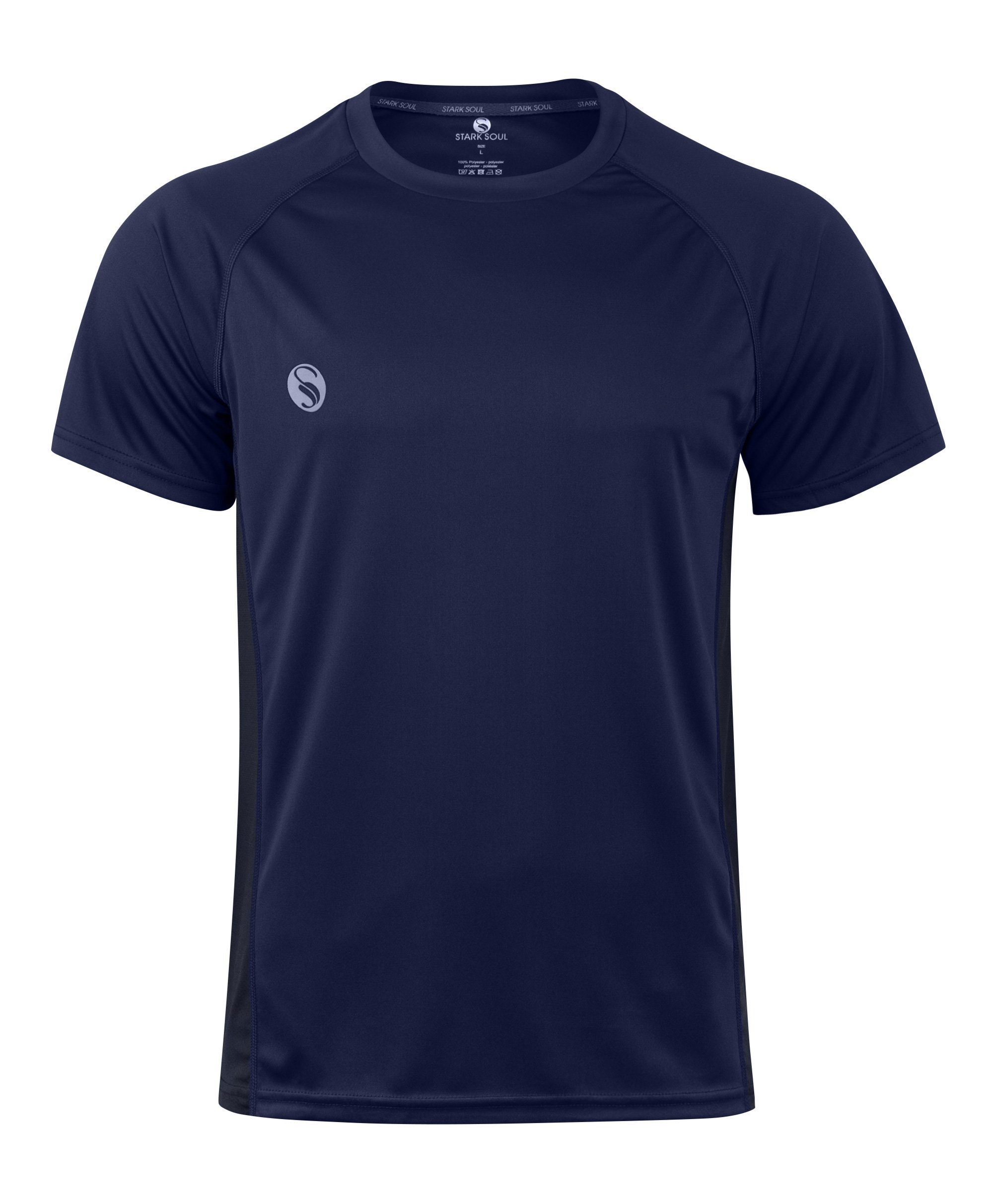 Stark Soul® Funktionsshirt Sportshirt, Fitness T-Shirt "Reflect", Kurzarm Funktionsshirt mit seitlichen Mesh-Einsätzen Marineblau