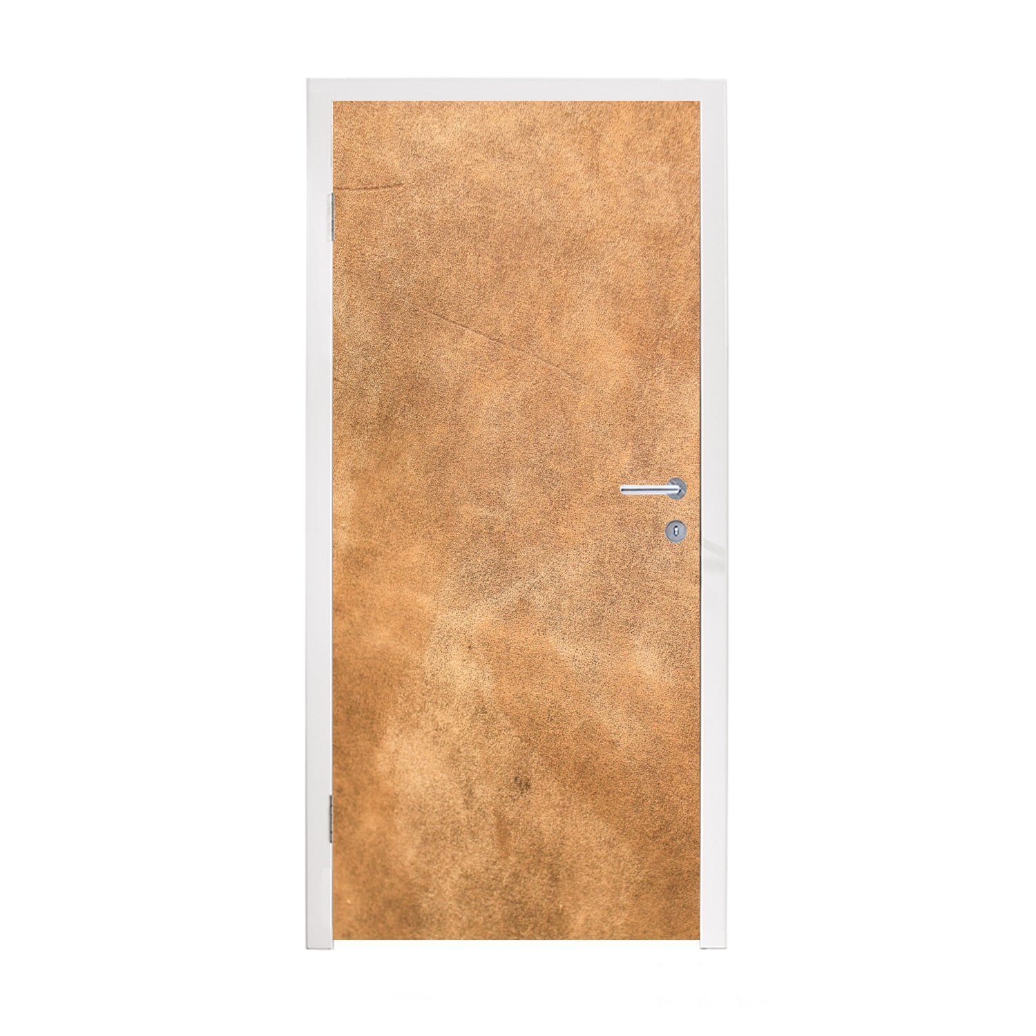 MuchoWow Türtapete Leder - Strukturiert - Lederoptik - Braun, Matt, bedruckt, (1 St), Fototapete für Tür, Türaufkleber, 75x205 cm