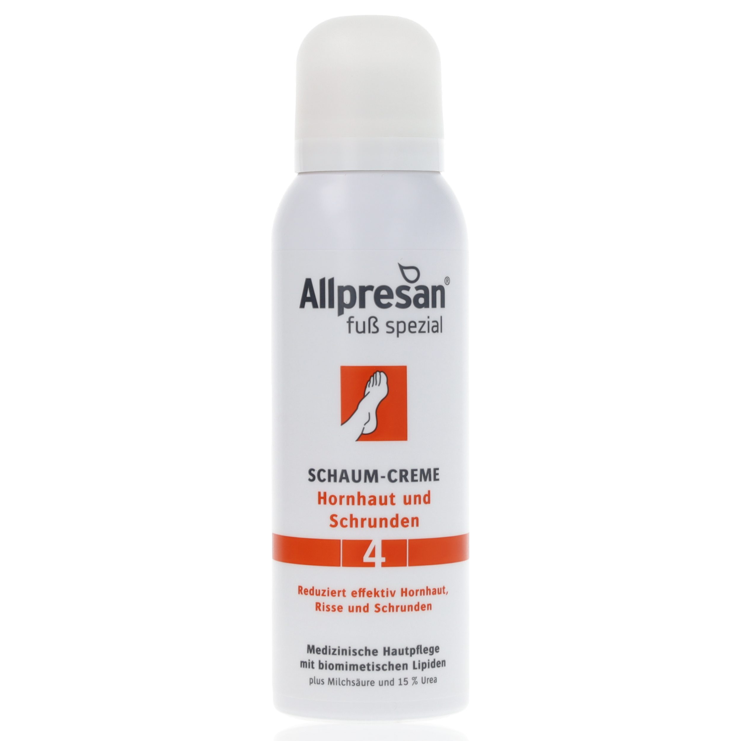 Allpresan Fußschaum Allpresan Fuß spezial Nr. 4 Schaum-Creme Hornhaut und Schrunden 125ml Mit Milchsäure und 15% Urea, 1-tlg., Medizinische Fußpflege mit biomimetischen (hautverwandten) Lipiden