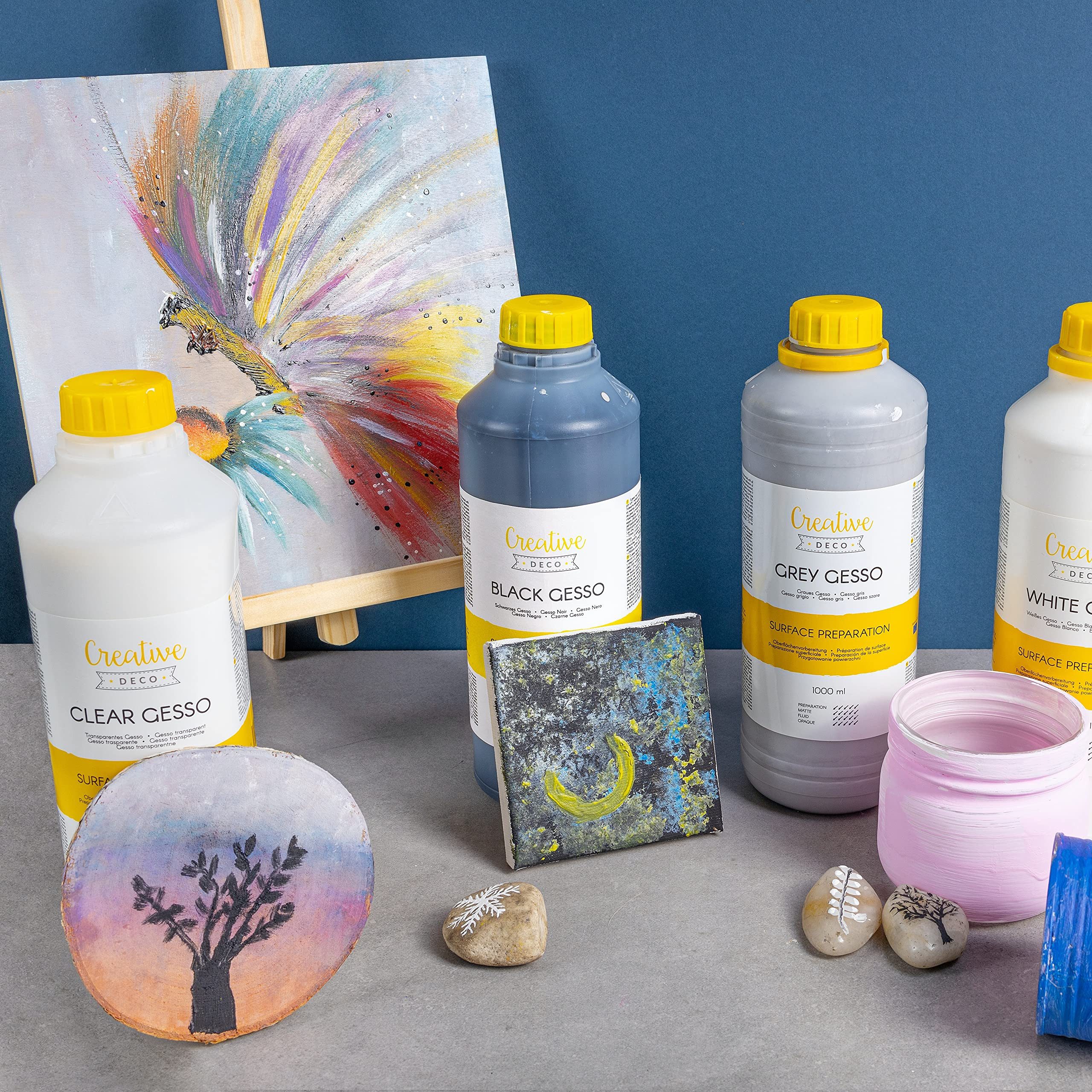 Creative Deco Grundierfarbe Professionell Gesso 1L Perfekte Grundierung für Malerei