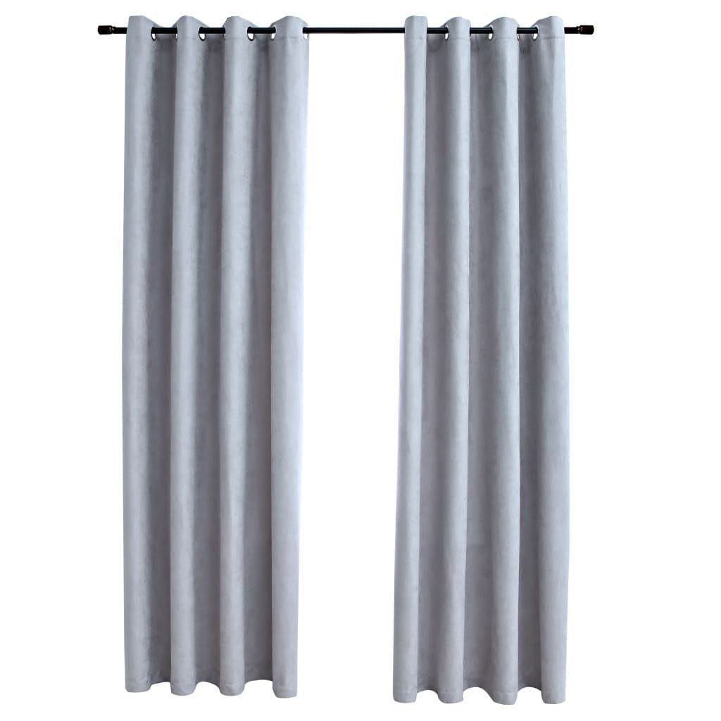 Vorhang Verdunkelungsvorhänge mit Metallösen 2 140x175 (2 St) vidaXL, Stk. Grau cm