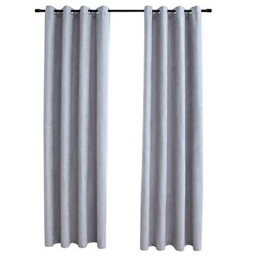 Vorhang Verdunkelungsvorhänge mit Metallösen 2 Stk. Grau 140x175 cm, vidaXL, (2 St)