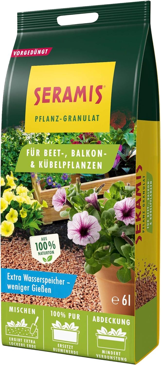 Seramis Pflanzgranulat Seramis Pflanzgranulat Beet-, Balkon- und Kübelpflanzen 12,5 l, mit Pflanzgranulat, (1-St), durch das Mischen der Erde mit Granulat wird Qualität verbessert