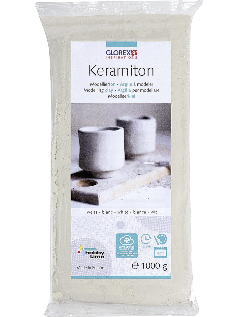 Glorex Bastelnaturmaterial Keramiton, weiss 1000 g Modellierton