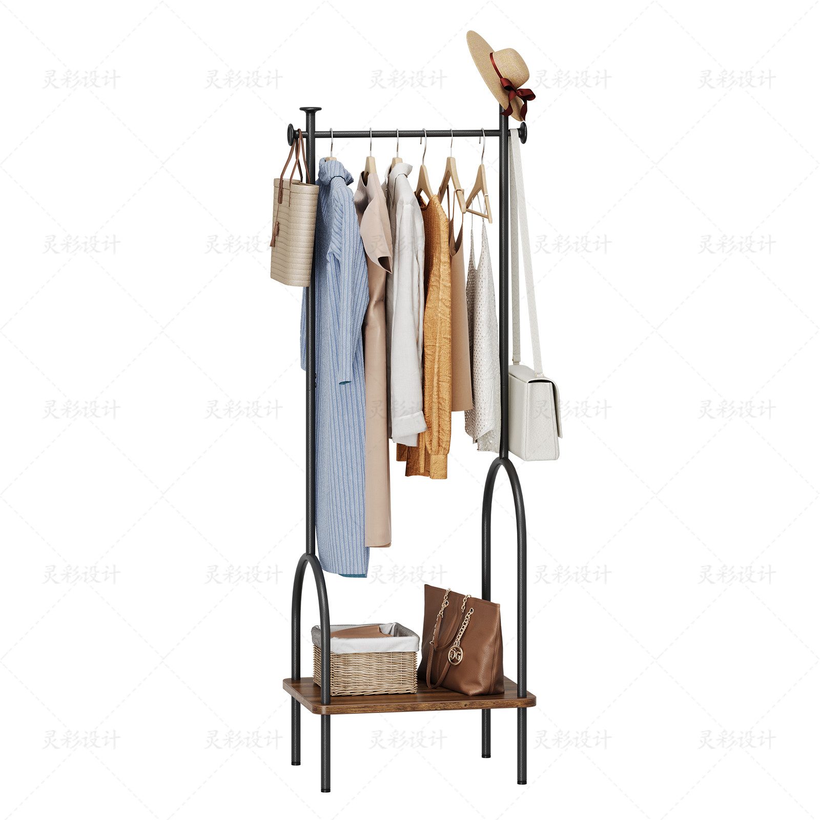 YOLEO Вешалки Garderobe Metall Вешалки для одежды mit Regal und Haken Vintagebraun