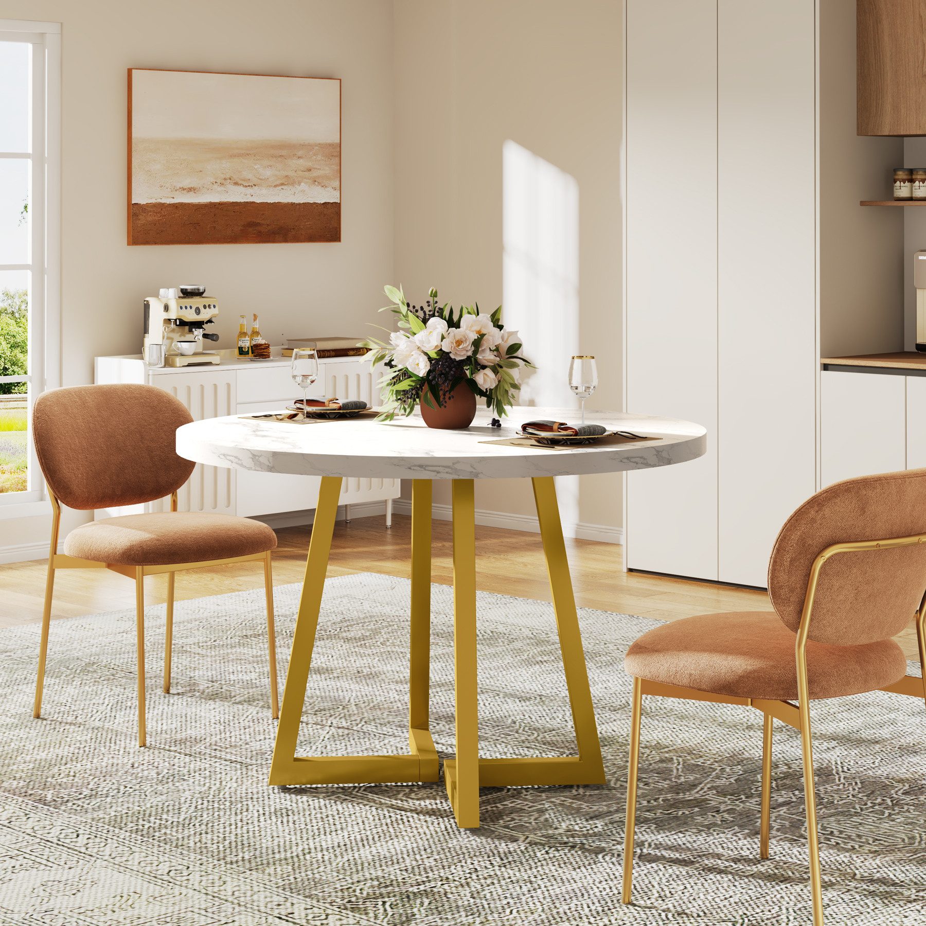 Tribesigns Esstisch 80 cm Quadratischer Küchentisch für 2, mit Metallfuß, für Esszimmer – Bild 4 von 5