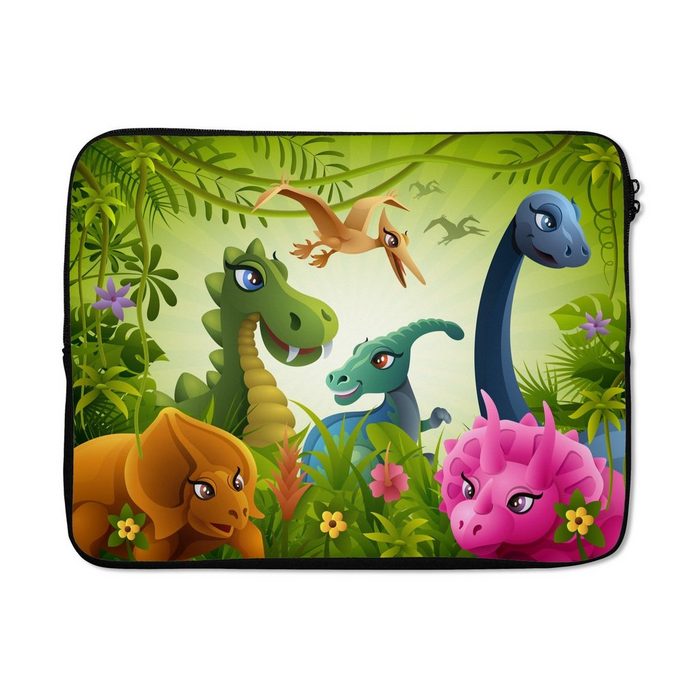 MuchoWow Laptop-Hülle Dinosaurier - Tiere - Dschungel - Illustration - Baby - Jungen - 17 Zoll Laptopsleeve weiches Innenfutter zum Schutz Kratzern Laptoptasche