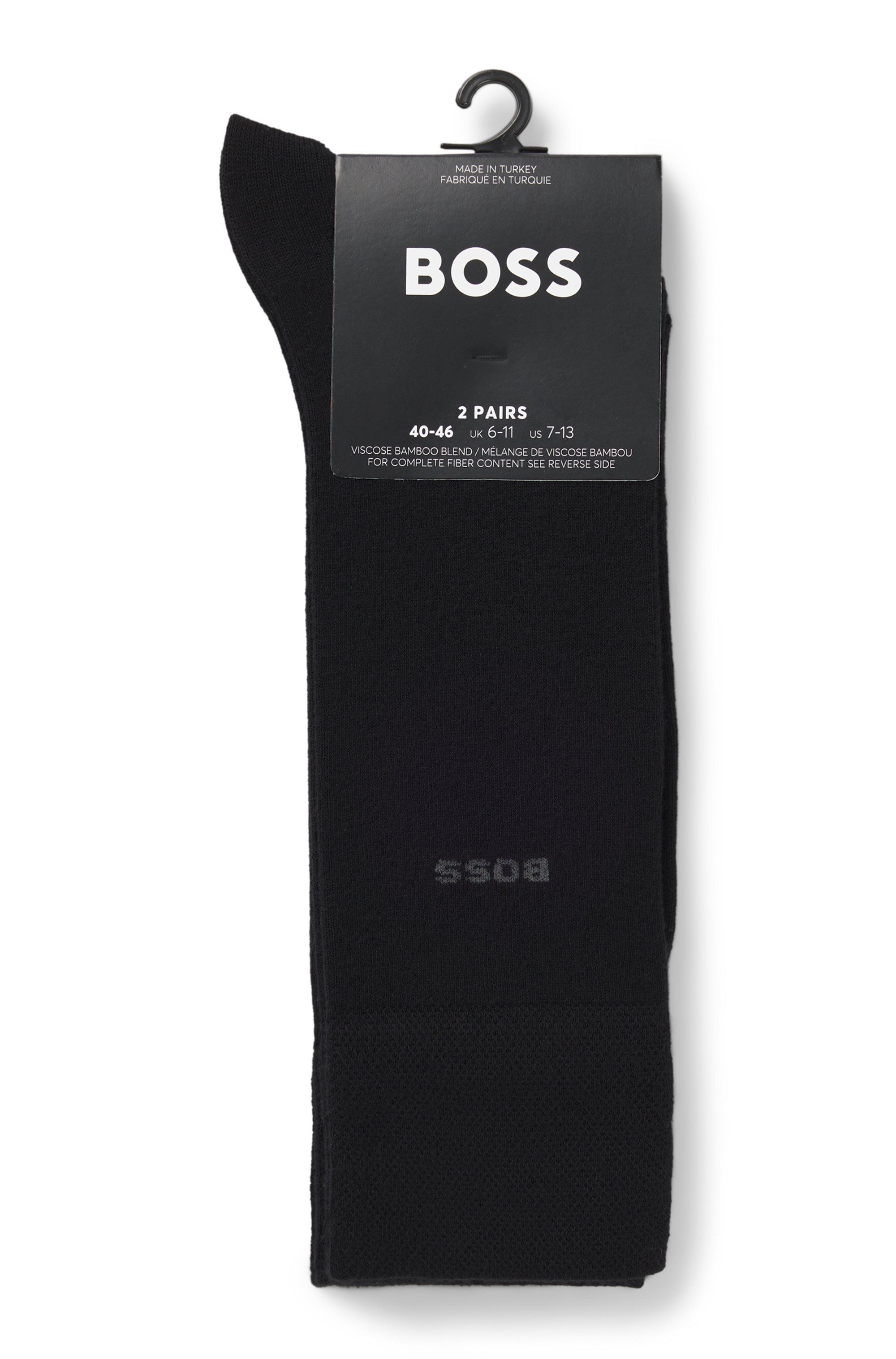 BOSS Businesssocken 2P RS Bamboo 1027 (Packung, 2-Paar) mit Strickbündchen