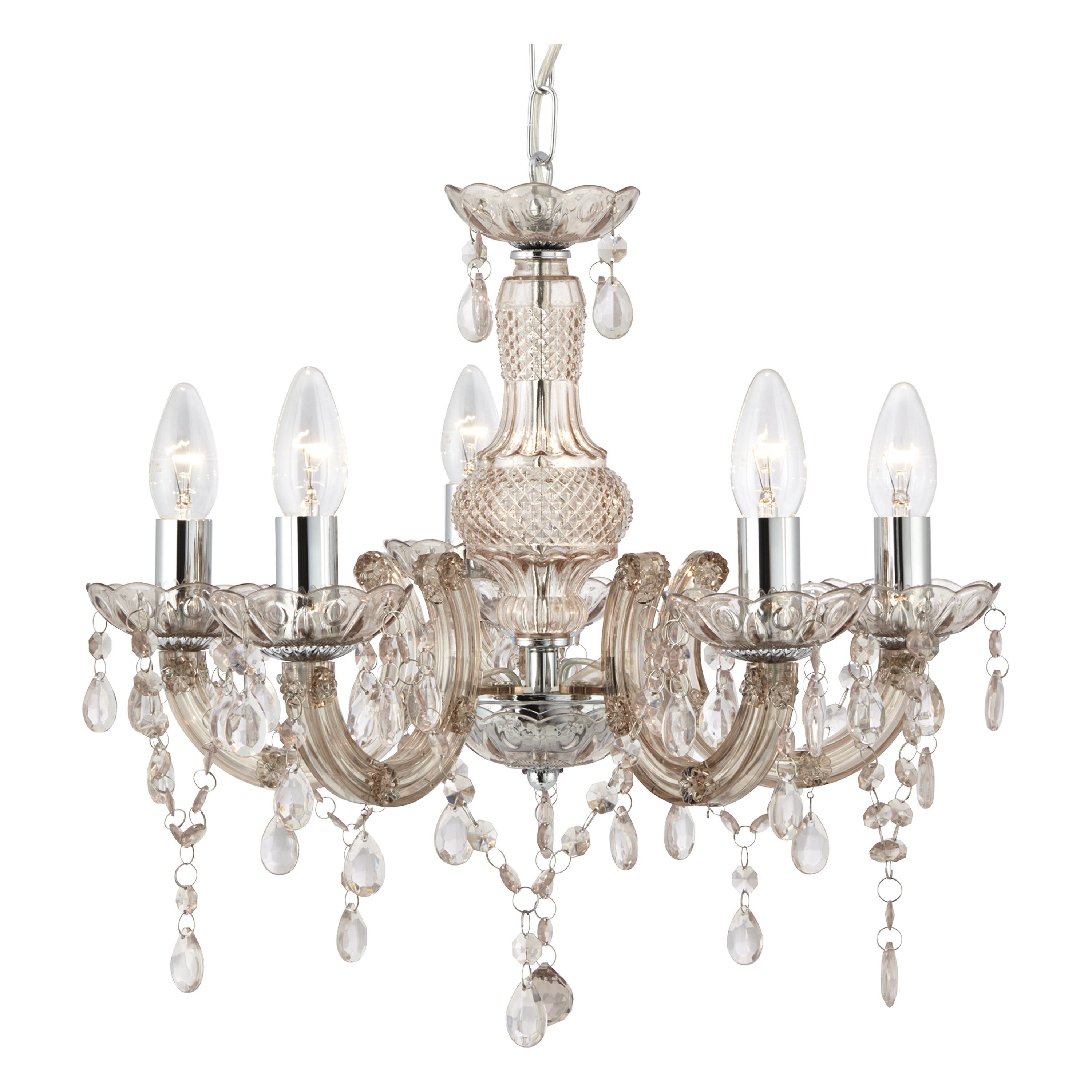 Searchlight Pendelleuchte Marie Therese 5Lt Leuchte - Glas & Acryl, ohne Leuchtmittel