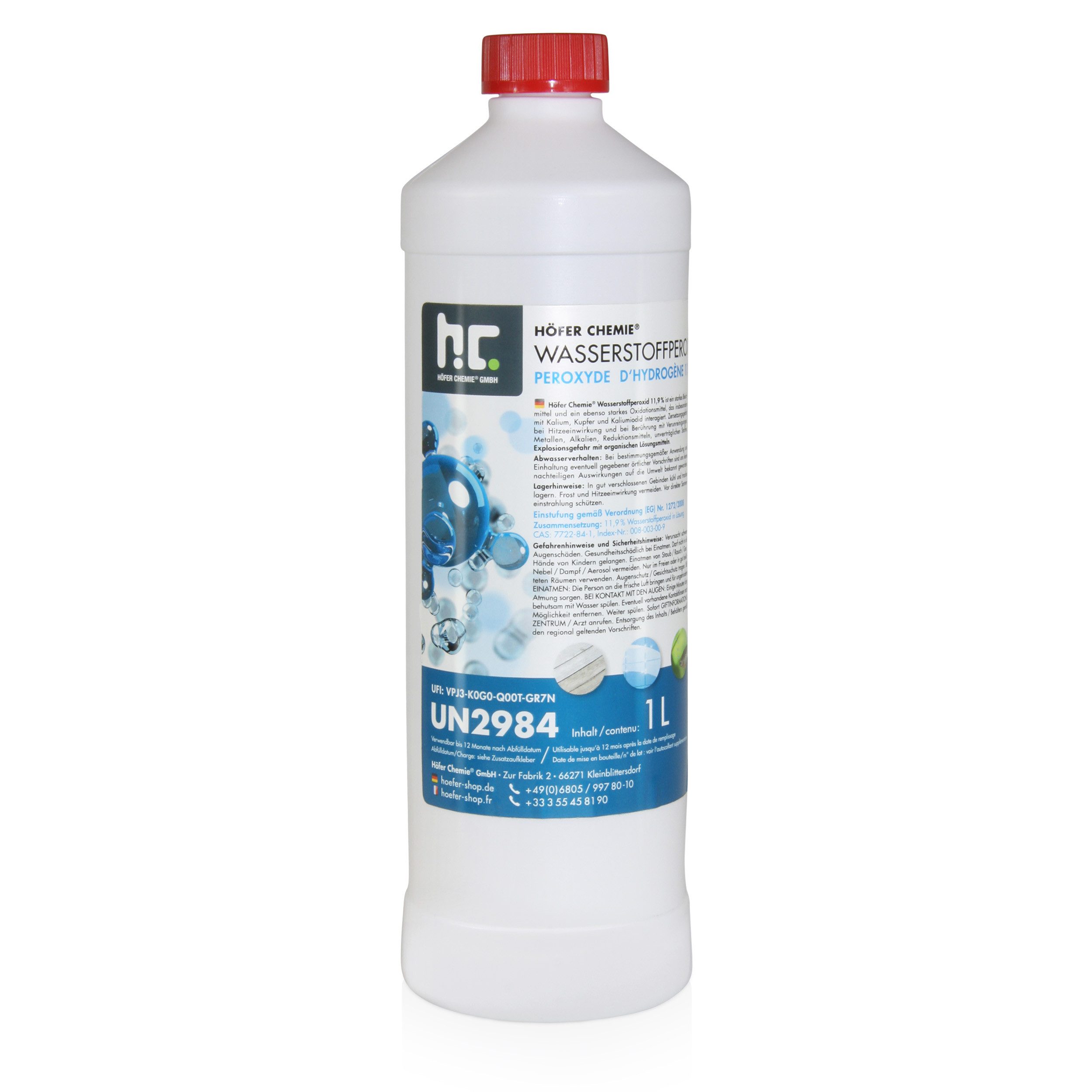 Höfer Chemie GmbH 1 L Wasserstoffperoxid 11,9% Grundreiniger (Vielseitig einsetzbar zur Reinigung)