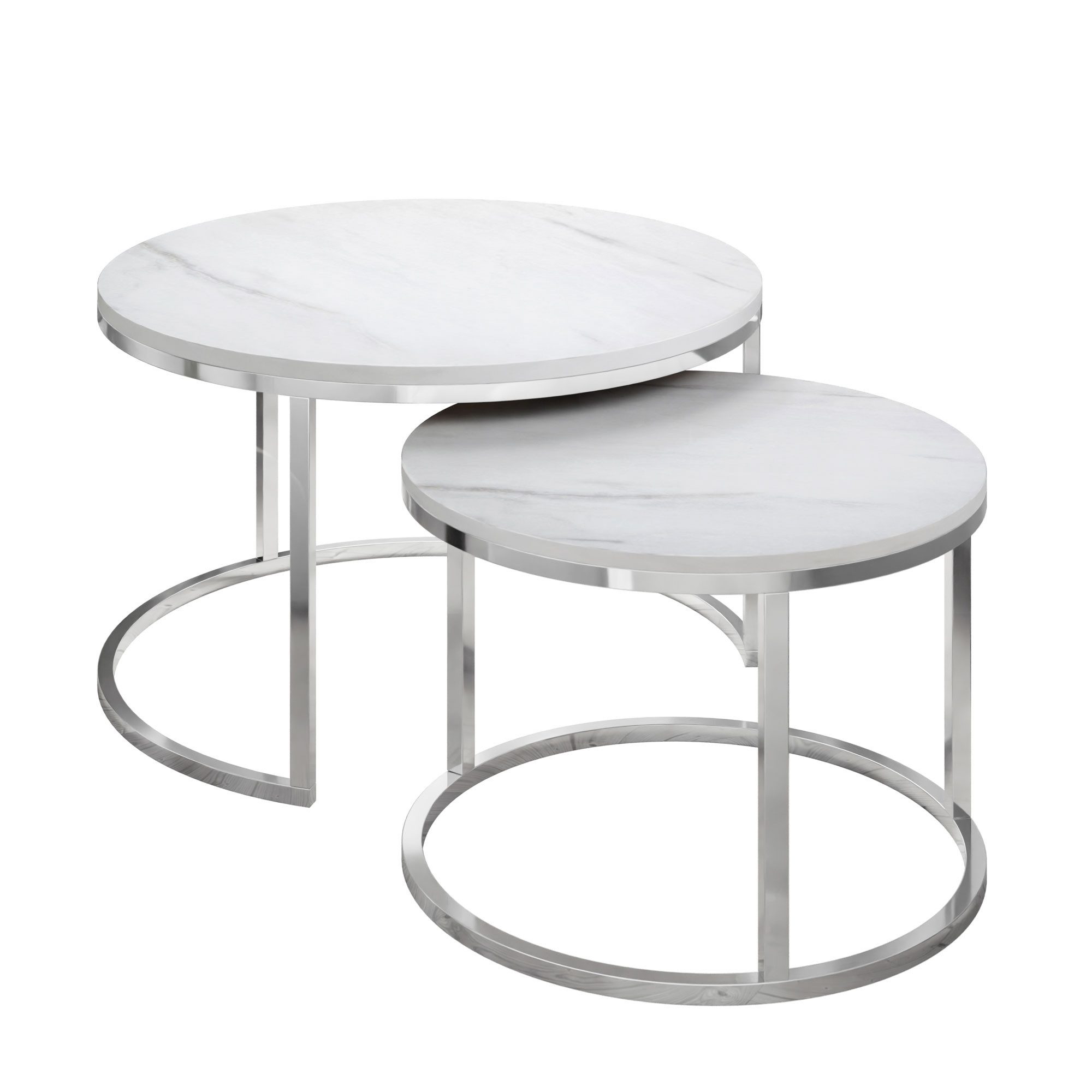 Lookway Couchtisch 2in1 CIRI LEVANTO mit Chrom Gestell (2er Set), Durchmess günstig online kaufen