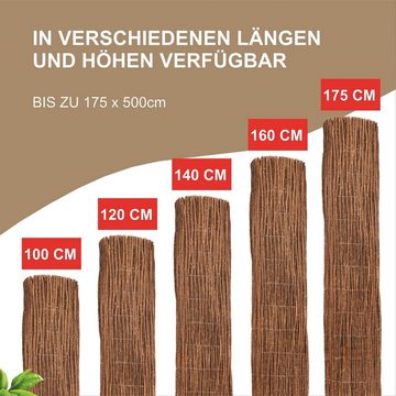 Coradoma Weidenzaun Weidenmatte Sichtschutz Zaun für Balkon, Terrasse, Garten, viele Größen, Höhe 100-190cm