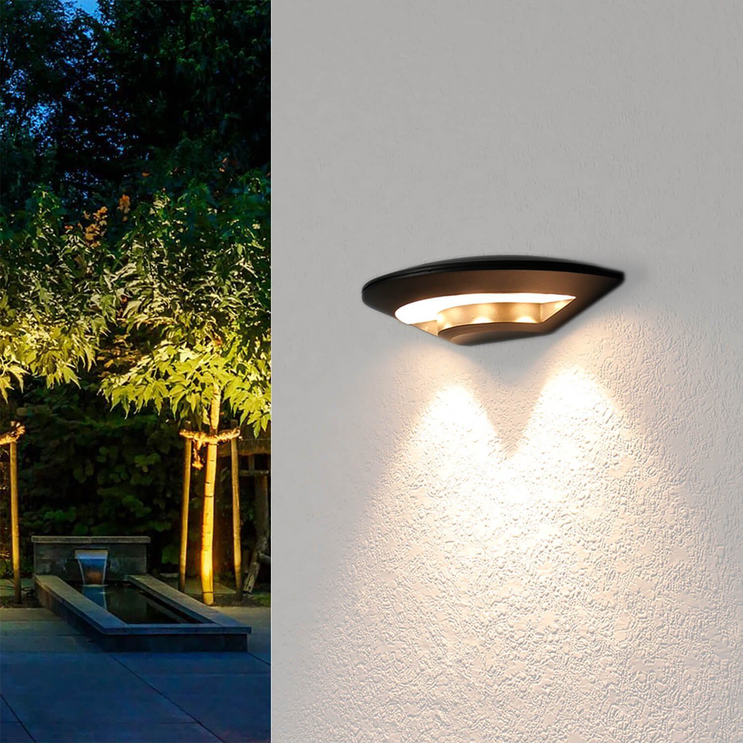 Licht-Erlebnisse Außen-Wandleuchte DISC, LED fest LED Wandlampe Aluminium modern Haustür Warmweiß, integriert, Anthrazit Lampe Außen