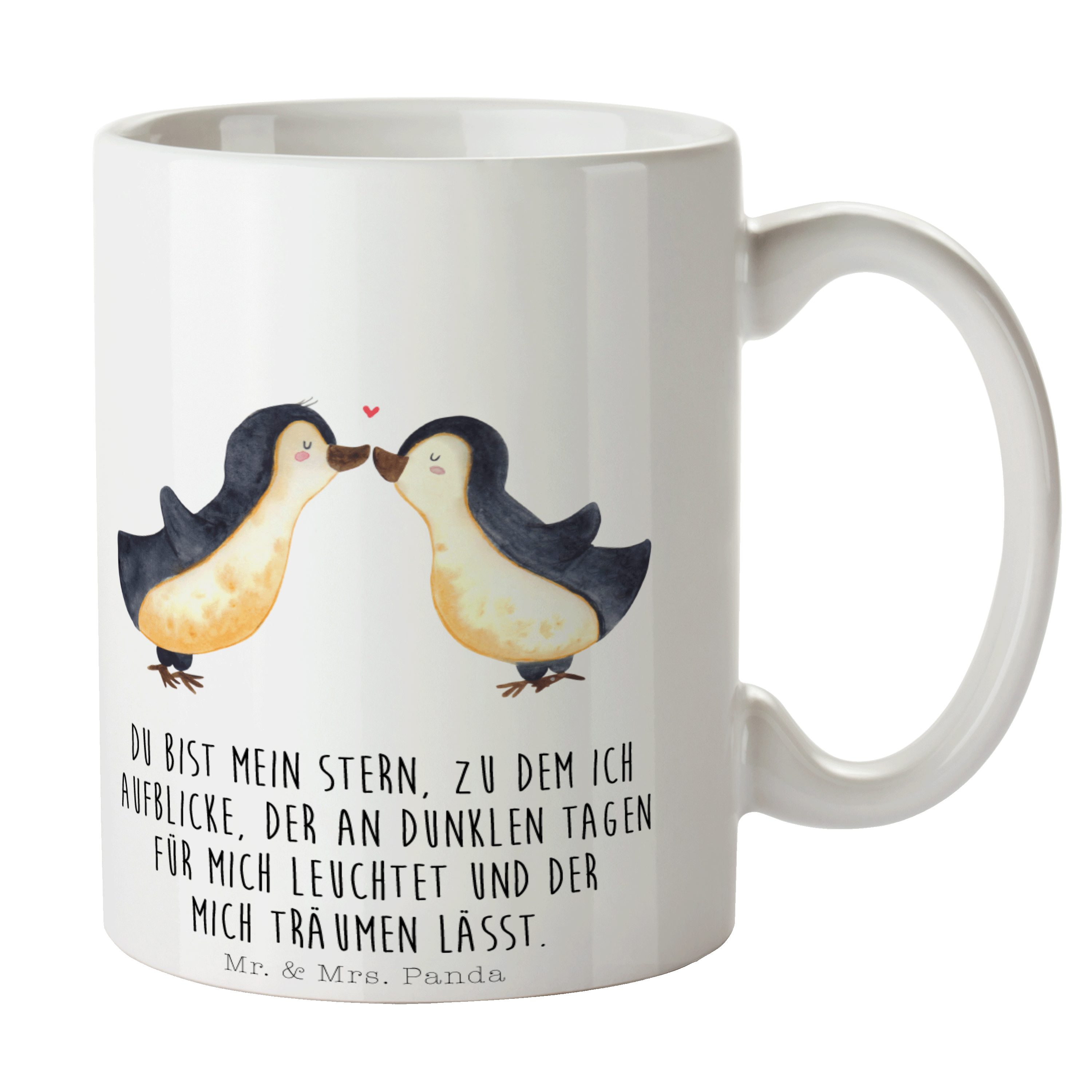 Mr. & Mrs. Panda Geschenk, Heiraten, Liebe Geschenk - Pinguin - Weiß Hochze, Tasse Keramik glücklich