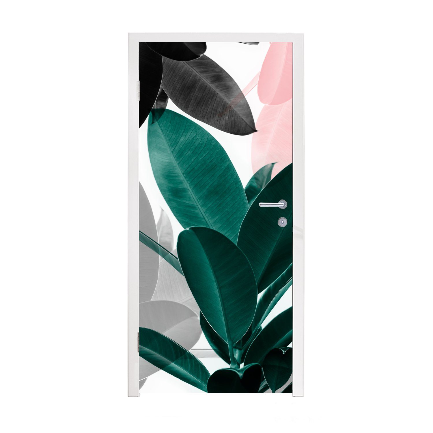 - Natur (1 cm bedruckt, Pflanzen Blätter, - - Matt, Tür, Türaufkleber, 75x205 MuchoWow für St), Grün Türtapete Fototapete